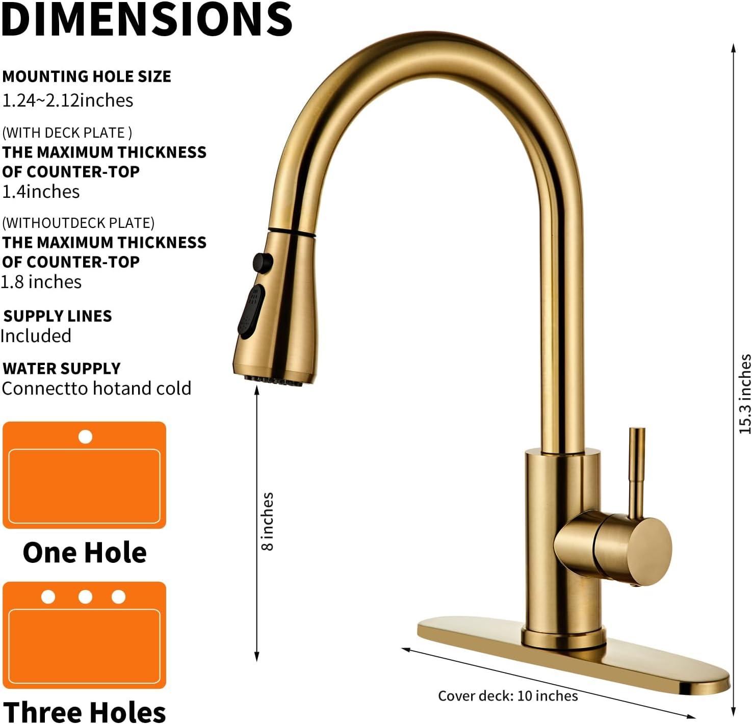 GAGALIFE Single Handle Pull Down Sprayer Kitchen Faucet High Arc Stainless Steel Faucet with 3-Function Sprayer JJL-CL-PT-SDP-C