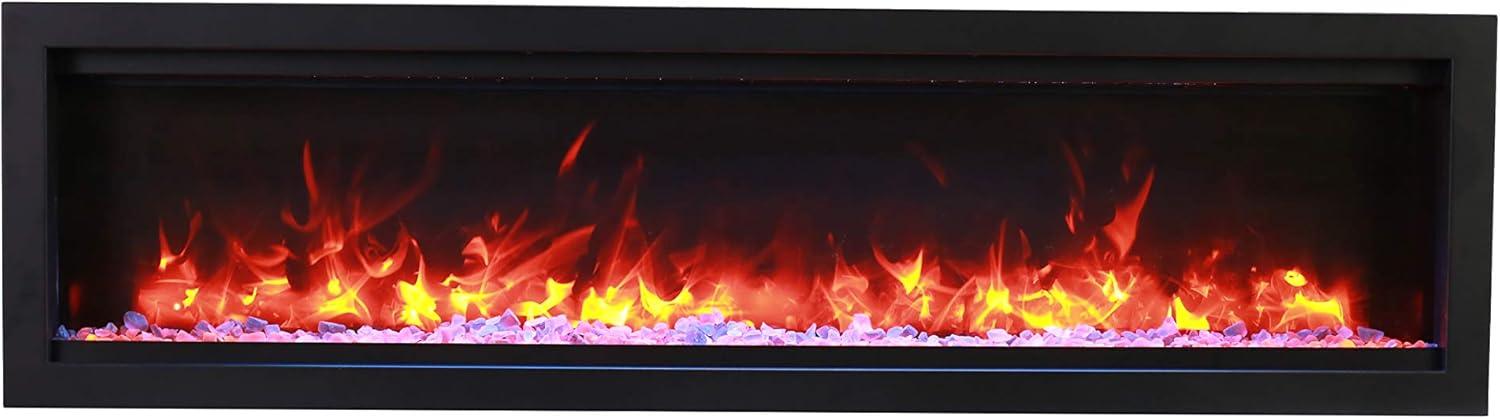 Amantii 74" Black Electric Wall Mounted Fireplace with Remote