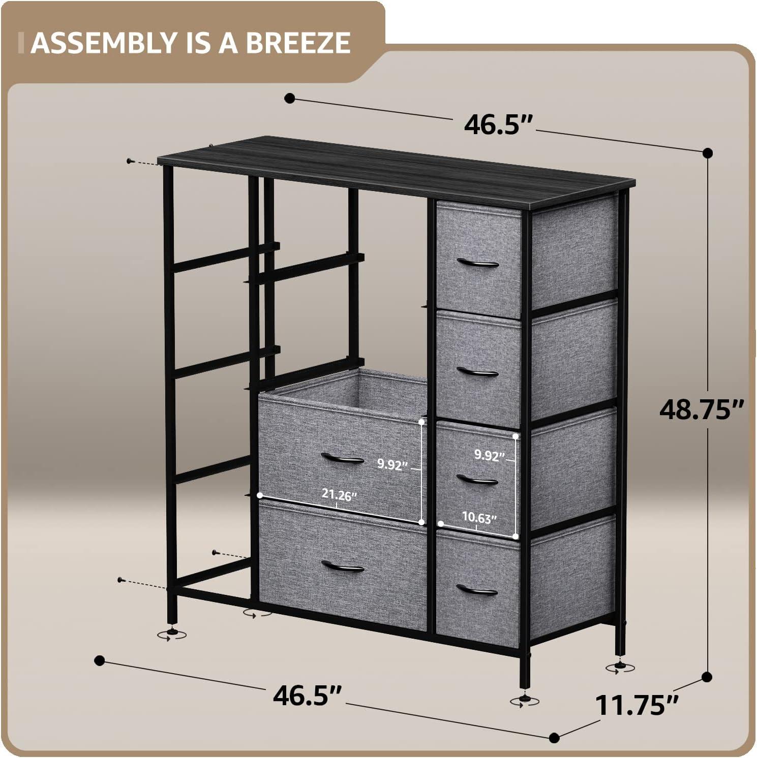 Sorbus 12 Drawers Dresser with Steel Frame and Wood Top