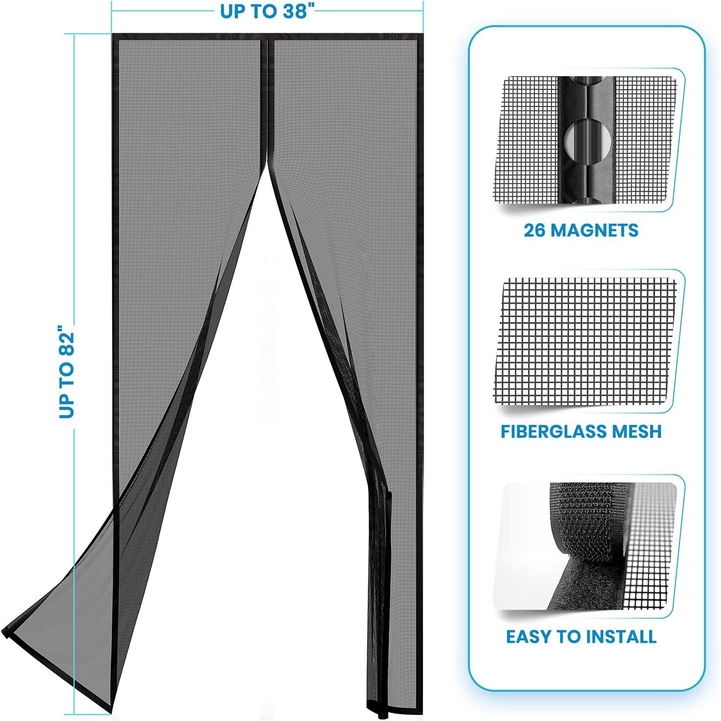 Easy Install Upgraded Magnetic Screen Door Mesh 38”x82” – Strong Magnets, Pet Tested, Keeps Bugs Out