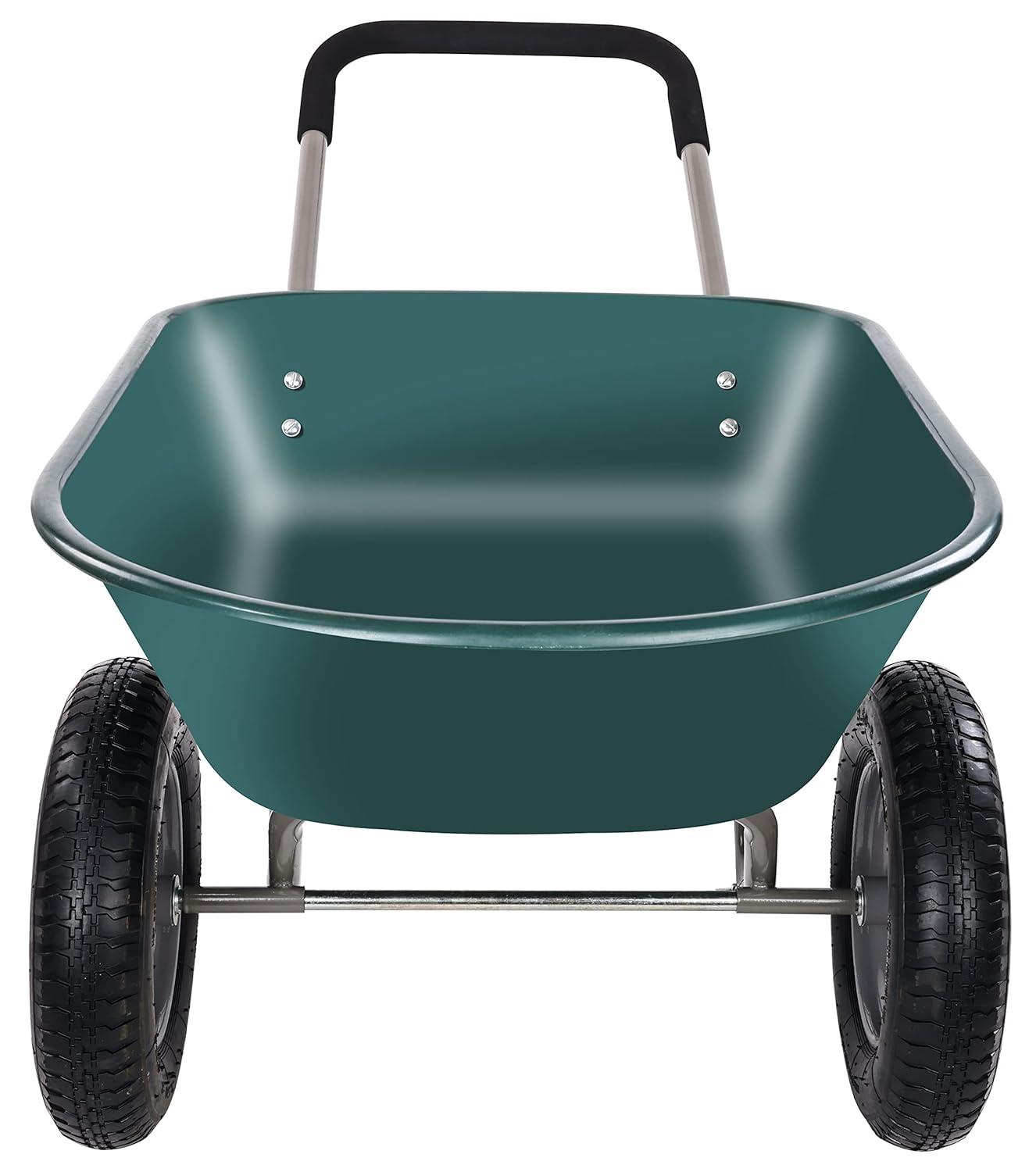 Costway 2 Tire Wheelbarrow Cart Heavy-duty Dolly Utility Cart Green