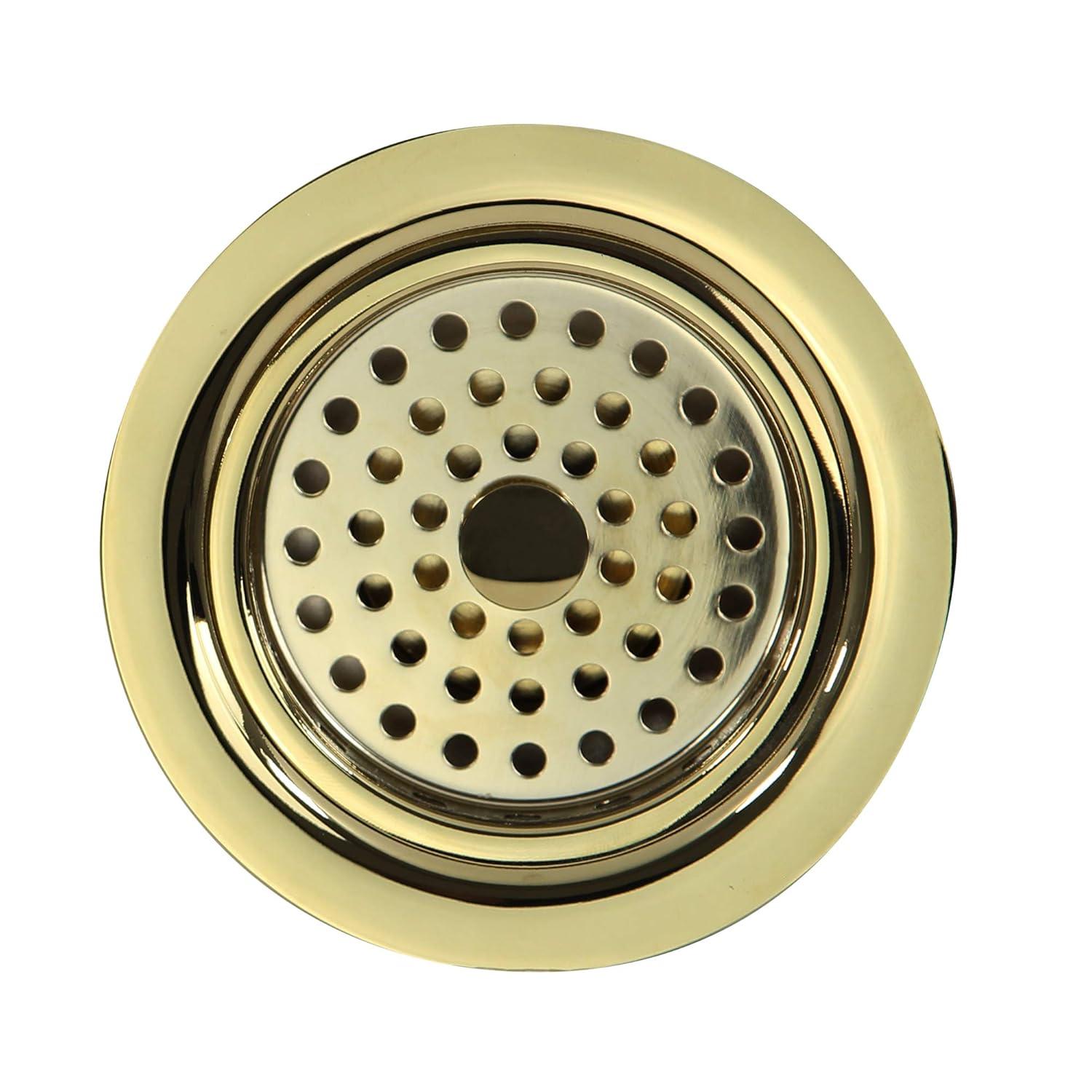 Polished Brass Kitchen Sink Basket Strainer Drain, 3.5 Inch