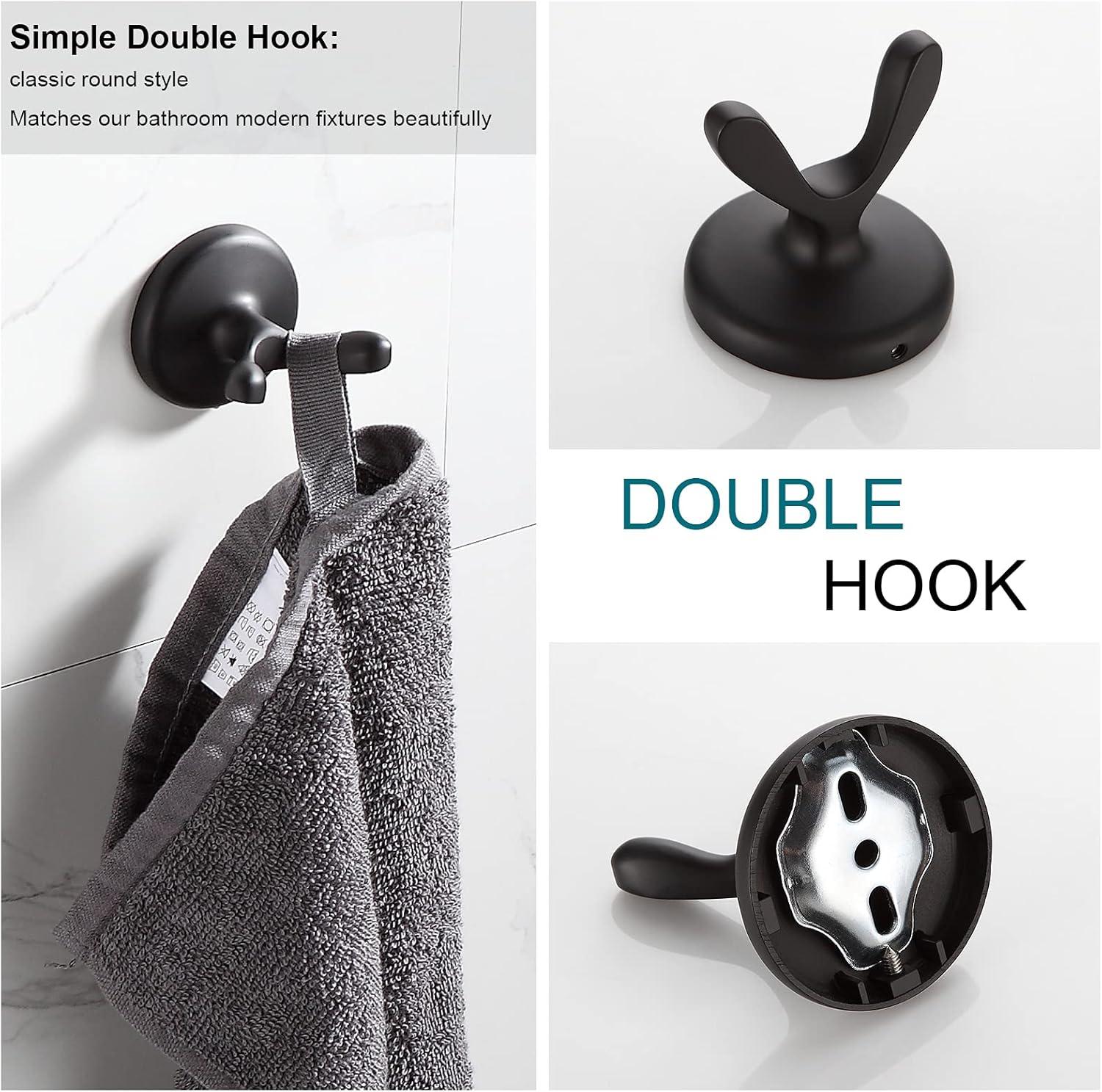 Matte Black Adjustable 4-Piece Bathroom Hardware Set