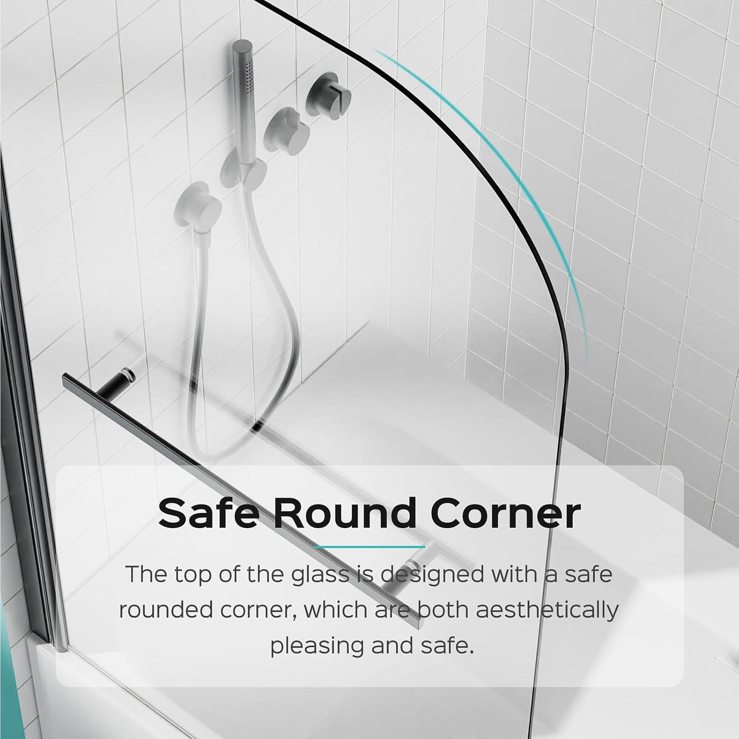 31"W x 55"H Frameless Folding Pivot Shower Tub Door Reversible Installation