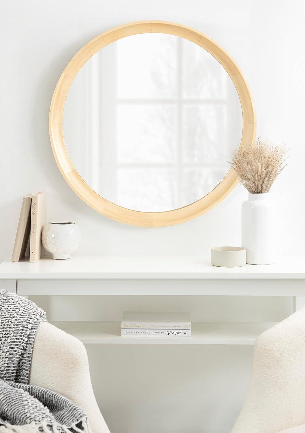 Kate and Laurel Hatherleigh Round Wood Wall Mirror