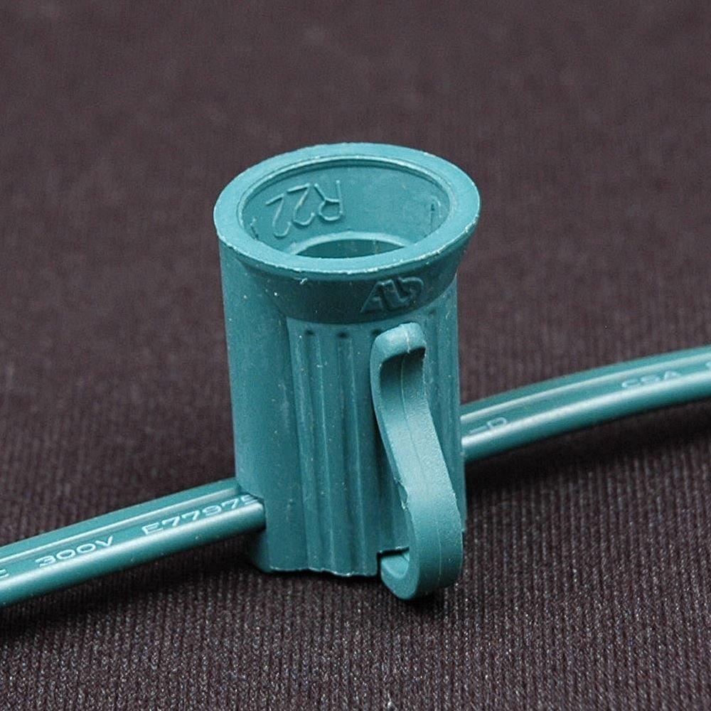 Novelty Lights 100 Feet C7/E12 Candelabra Base Christmas Stringer, Vintage Holiday Hanging Light String, 12" Spacing, SPT-1 20 Gauge Green Wire