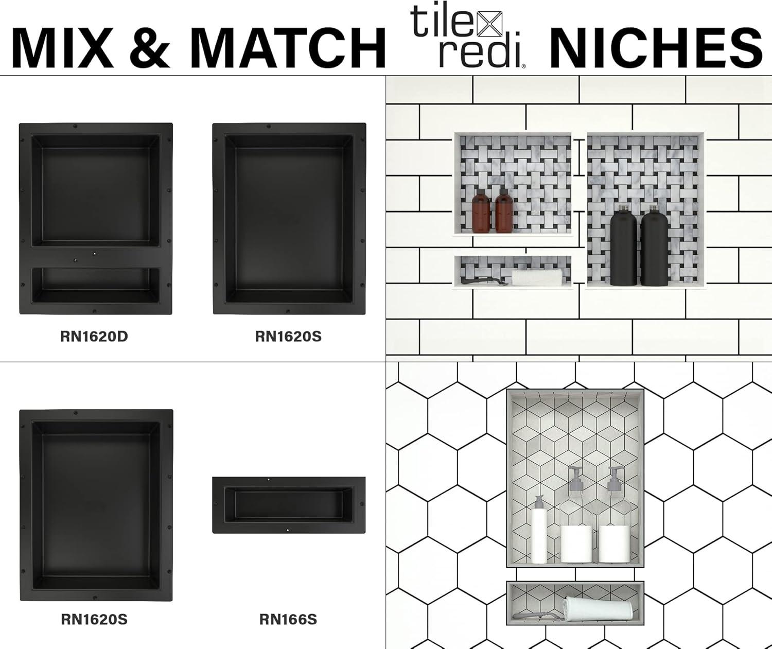 Tile Redi Rn1620s-Bi Redi Niche 16" Pvc Shelf - Tileable