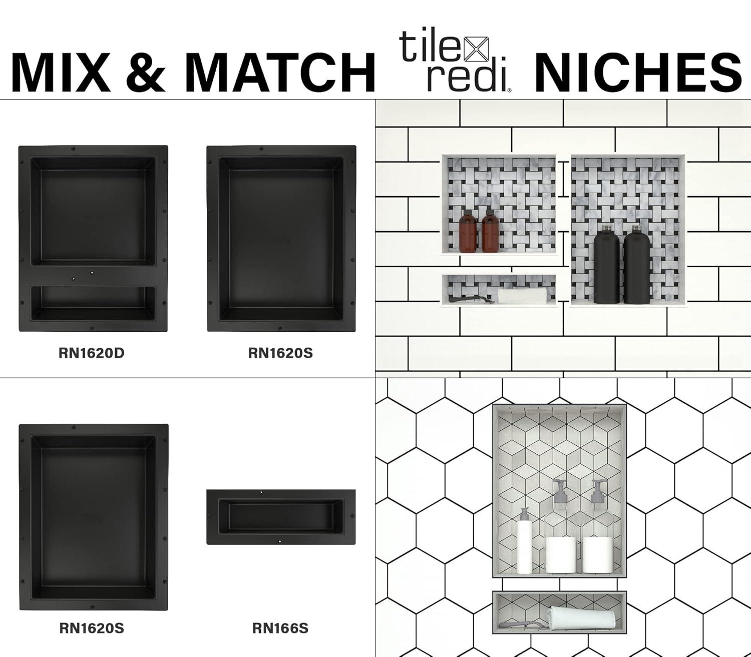 Tile Redi Rn1620s-Bi Redi Niche 16" Pvc Shelf - Tileable