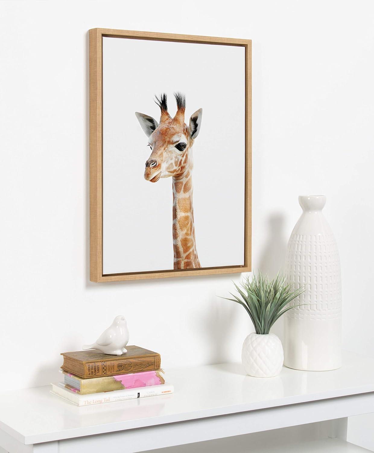 18" x 24" Sylvie Baby Giraffe Framed Canvas by Amy Peterson - Kate and Laurel