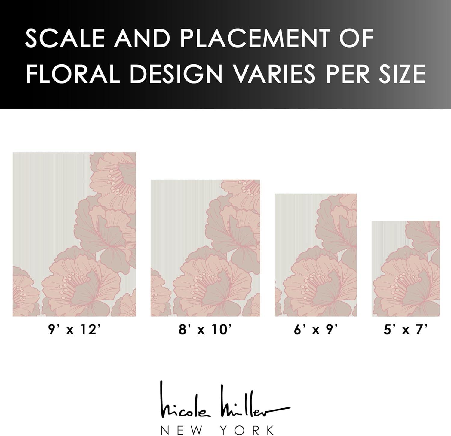 NICOLE MILLER NEW YORK Flora Grandeur Bloom Handcrafted Wool Area Rug Rose