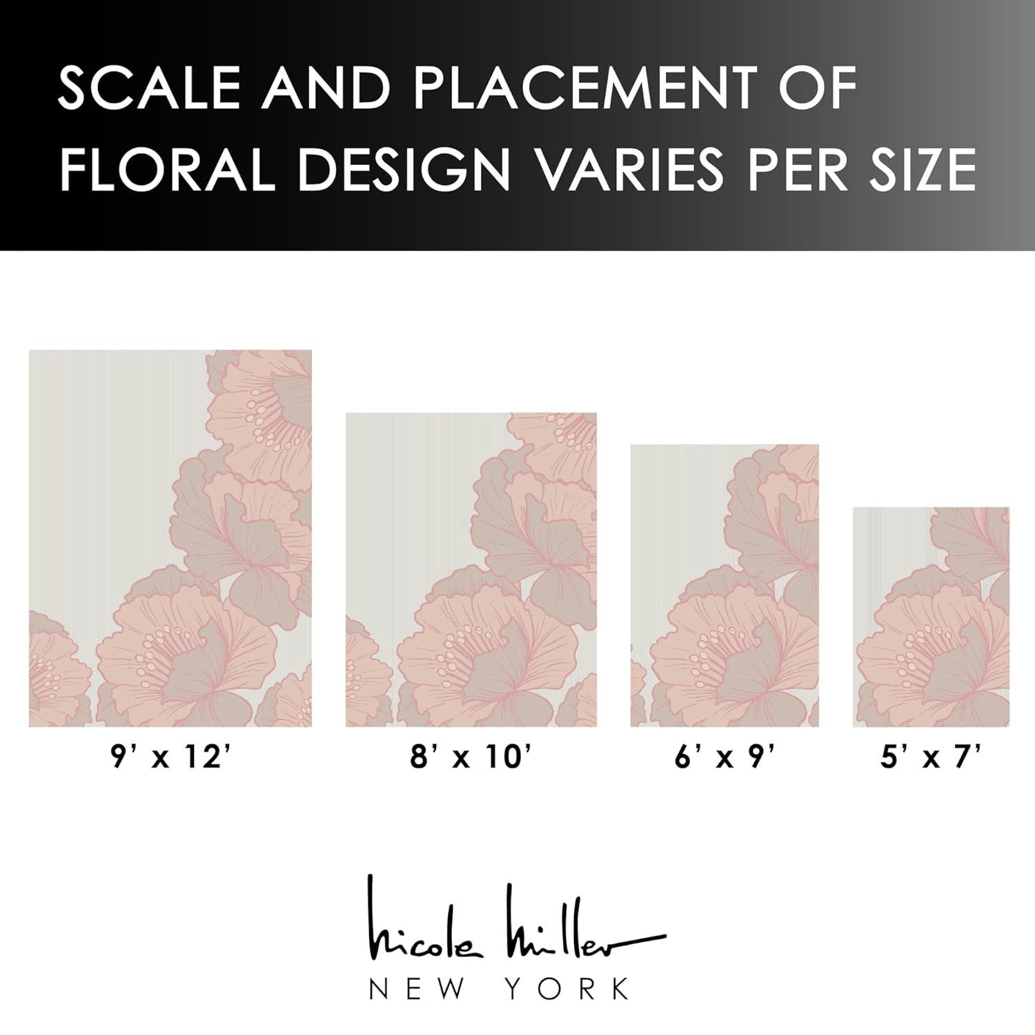 NICOLE MILLER NEW YORK Flora Grandeur Bloom Handcrafted Wool Area Rug Rose