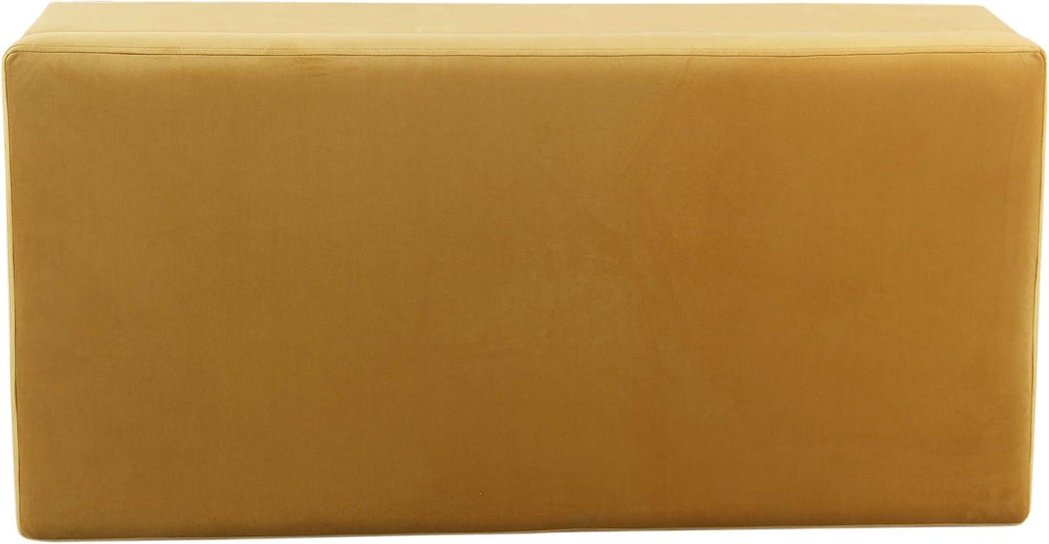 HomePop Home Decor | Upholstered Decorative Storage Ottoman Bench | Ottoman Bench with Storage for Living Room & Bedroom | Decorative Home Furniture, Yellow Velvet