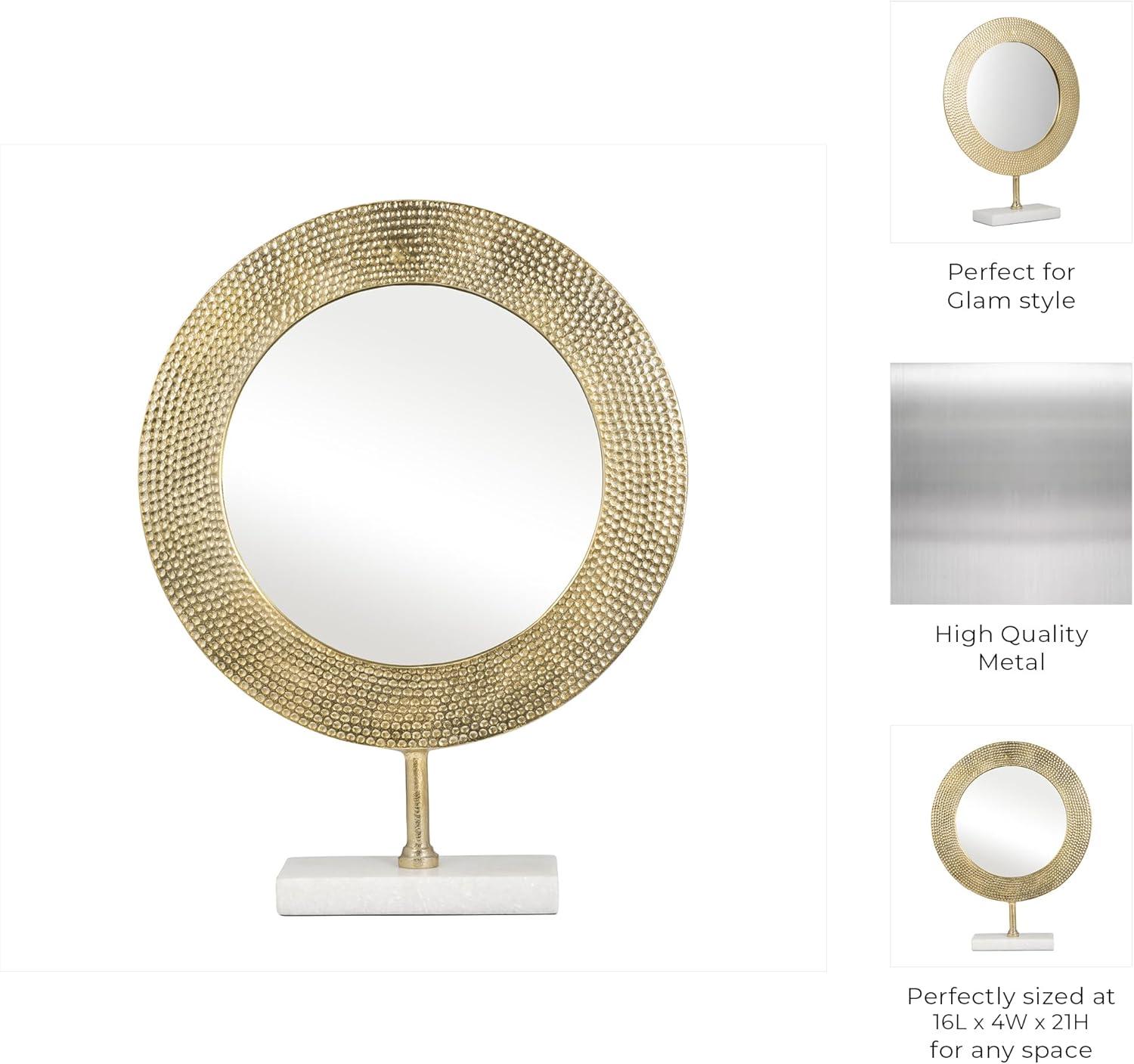 Sagebrook Home Metal 21" Hammered Mirror On Stand, Gold