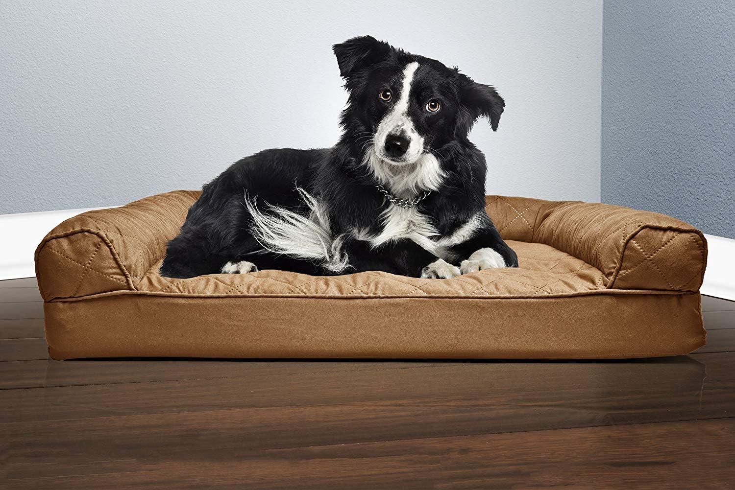 FurHaven Quilted Orthopedic Sofa Dog Bed - Large, Warm Brown