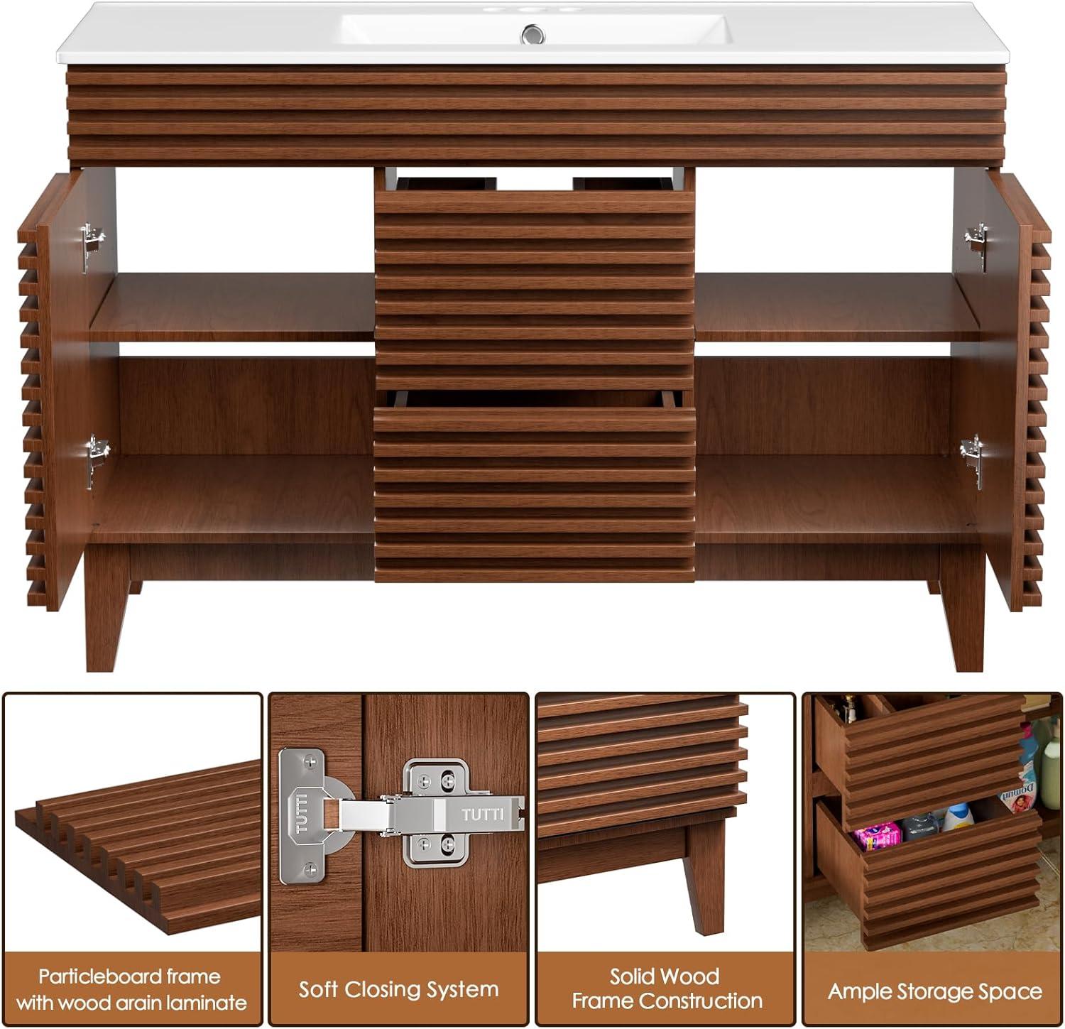 48'' Double Bathroom Vanity with Carrara Marble Top