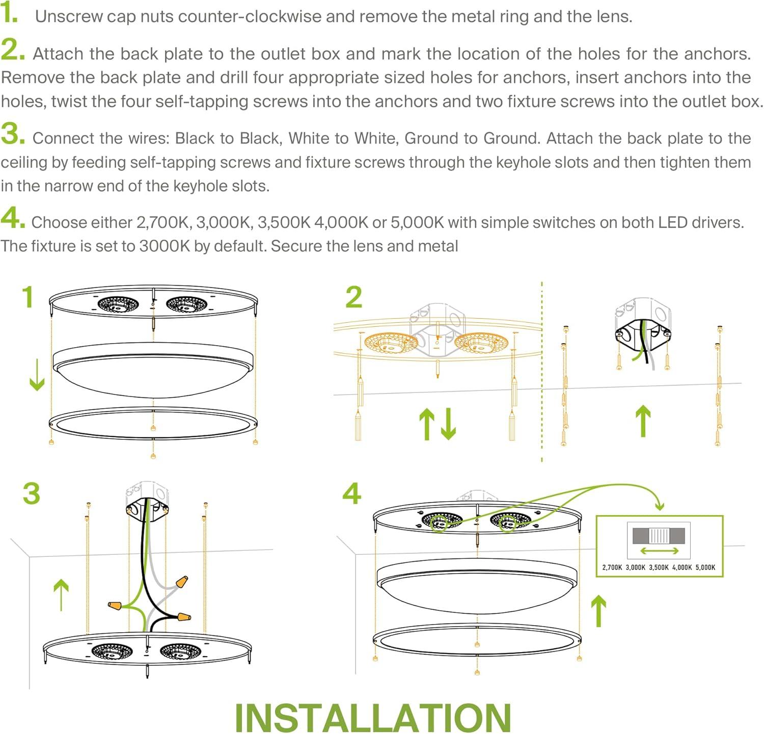 ASD LED 32 Inch Oval Flush Mount Light Fixture | 50W 3960LM 2700-5000K 120V | 5CCT, Dimmable, ETL Listed | Close To Ceiling Double Ring Lamp, Low Profile Lighting | Nickel, 2 Pack