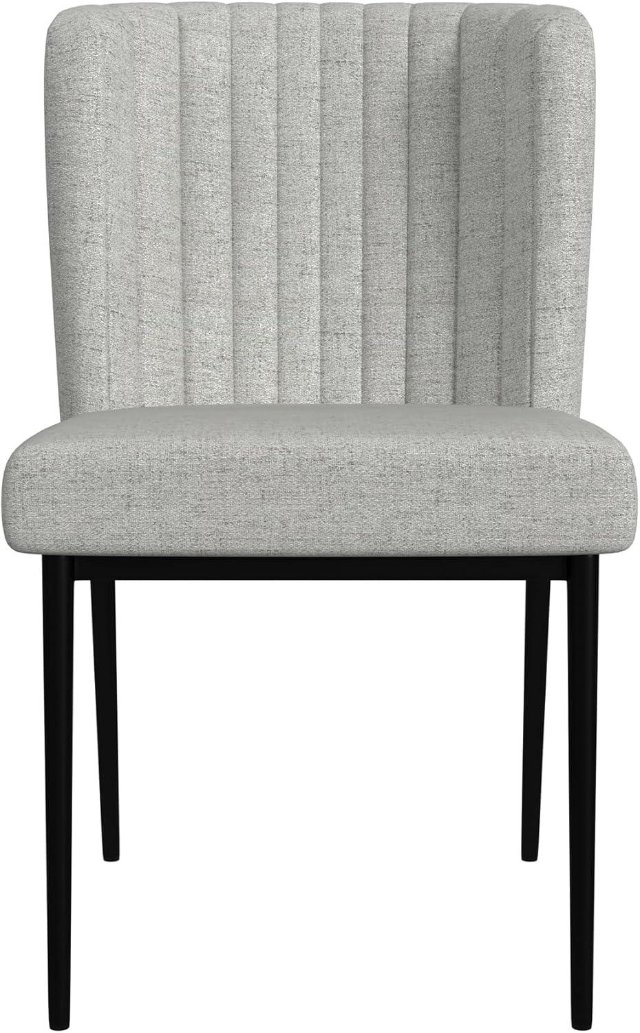 Channel Back Dining Chair with Metal Legs Light Gray - HomePop