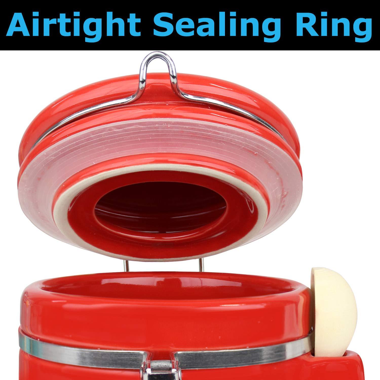 SMALL 25OZ  RED CERAMIC CANISTER