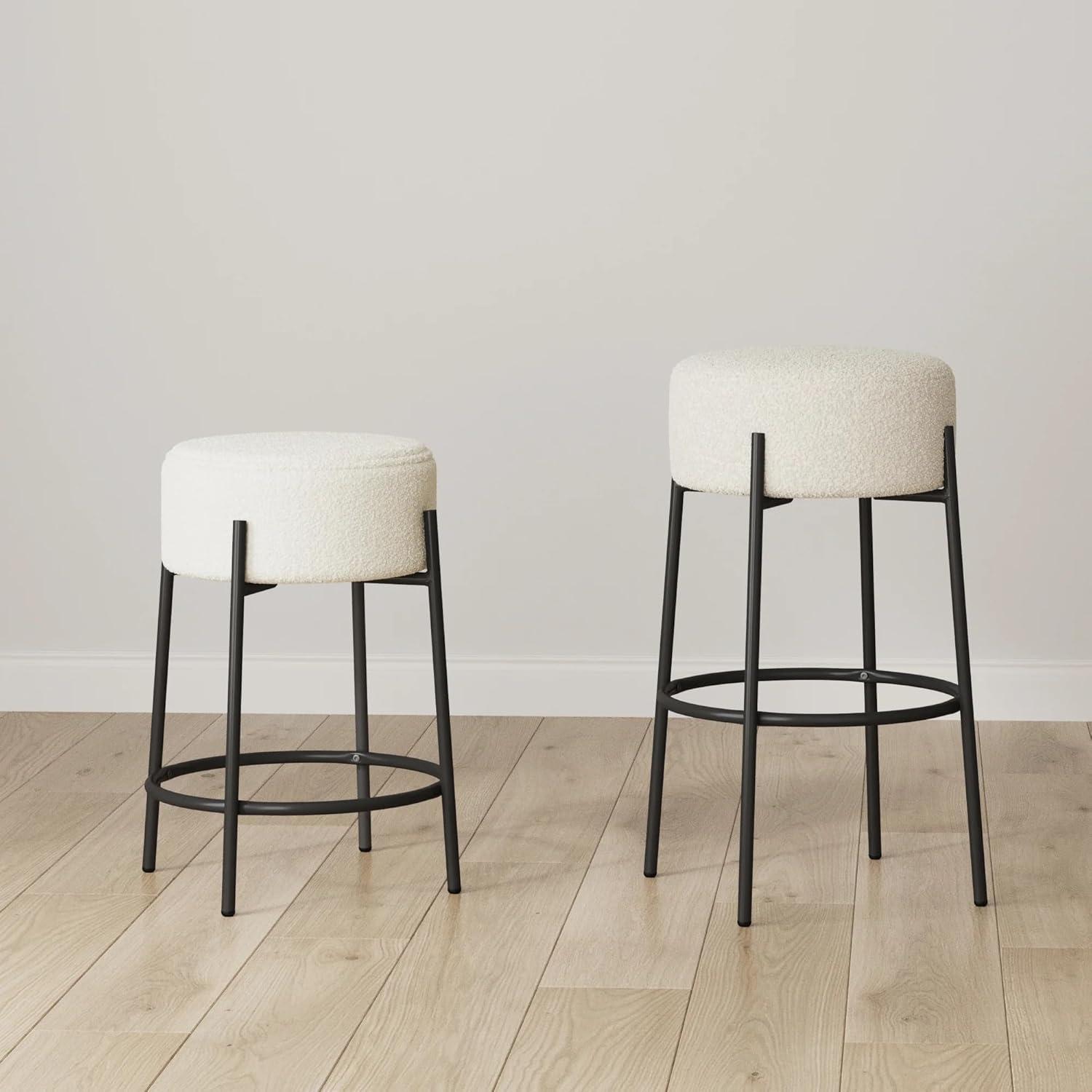 Upholstered Counter Stool with Metal Frame