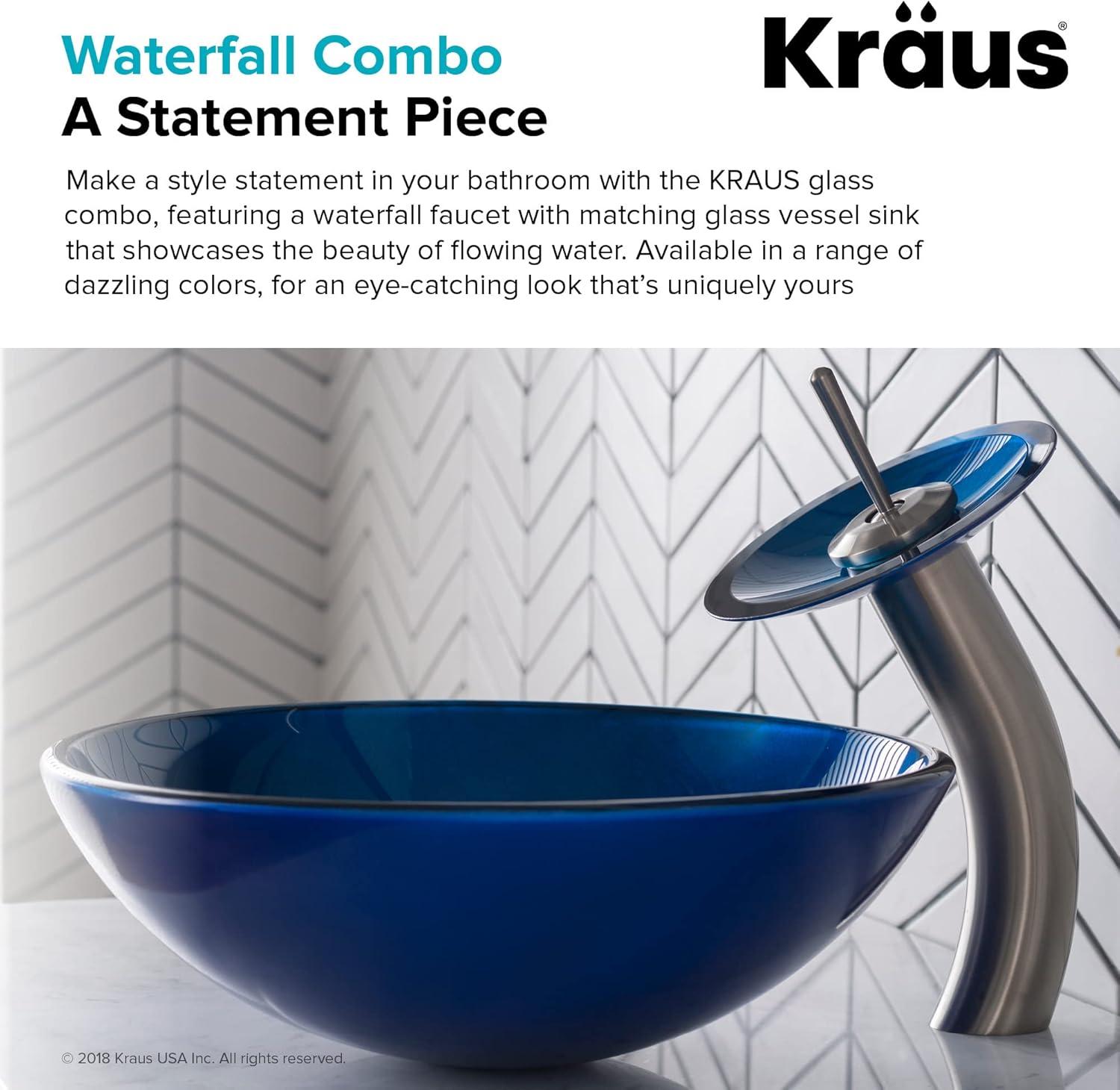 Irruption Glass Circular Vessel Bathroom Sink with Faucet