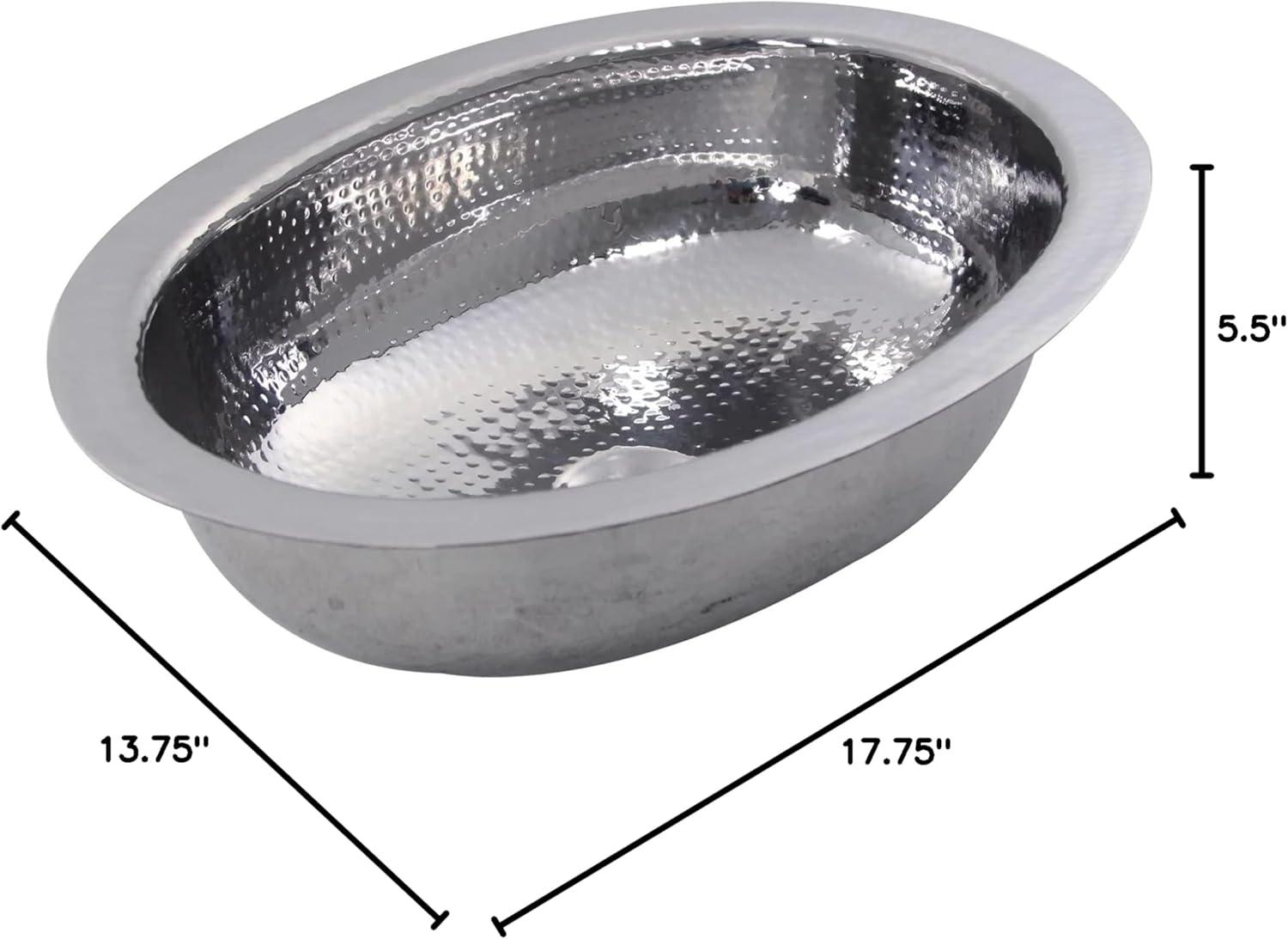 Hand Hammered Stainless Steel Oval Undermount Bathroom Sink