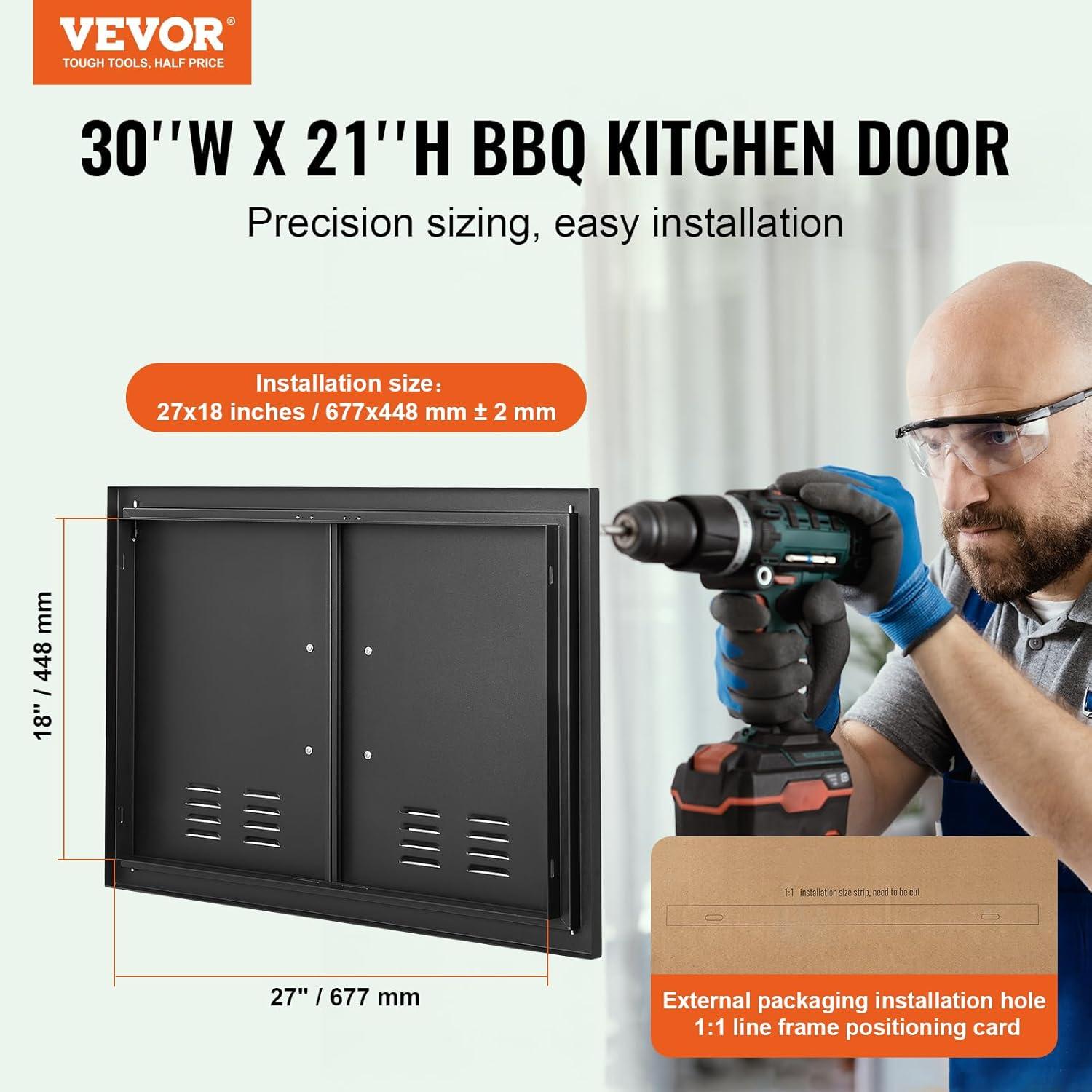 VEVOR 30x21 Inch BBQ Island Access Door Outdoor Kitchen Door Cold Plate