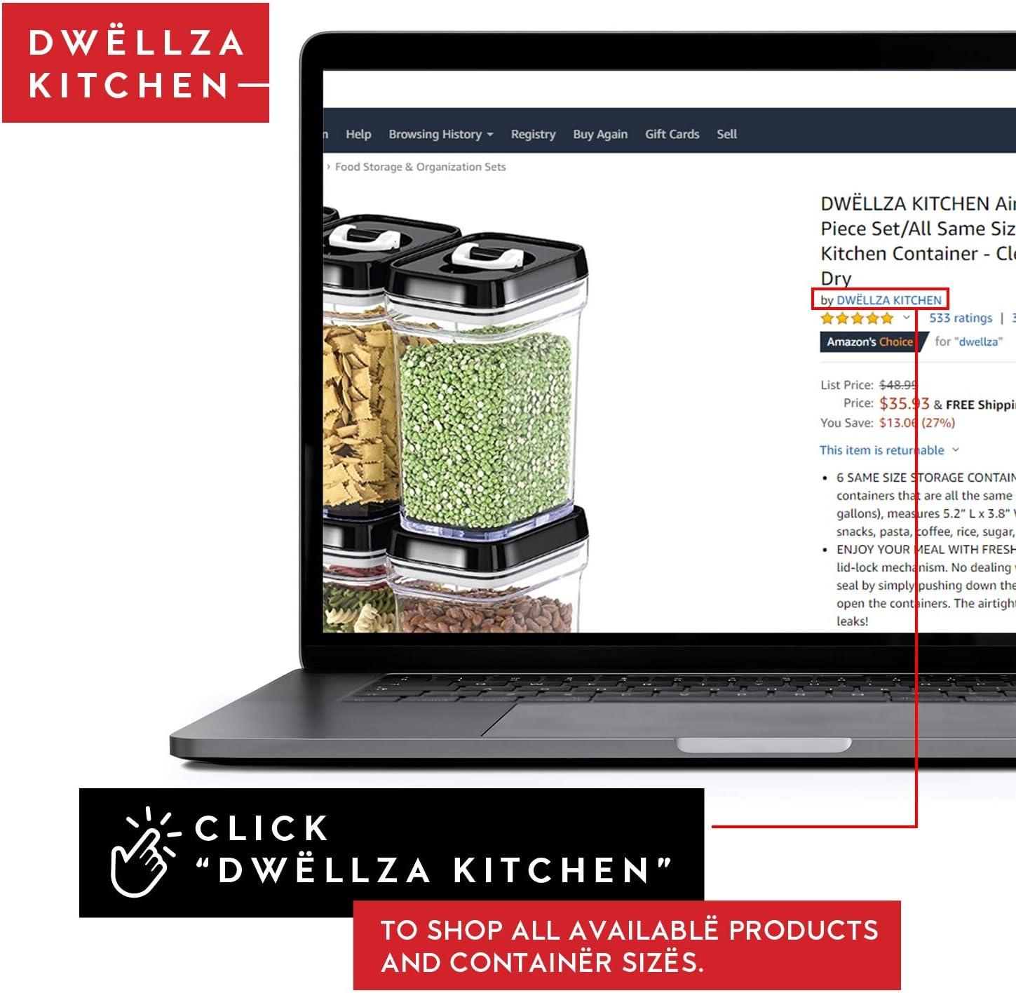 DWËLLZA KITCHEN Black Lids Clear Plastic Airtight BPA-Free Food Storage Containers