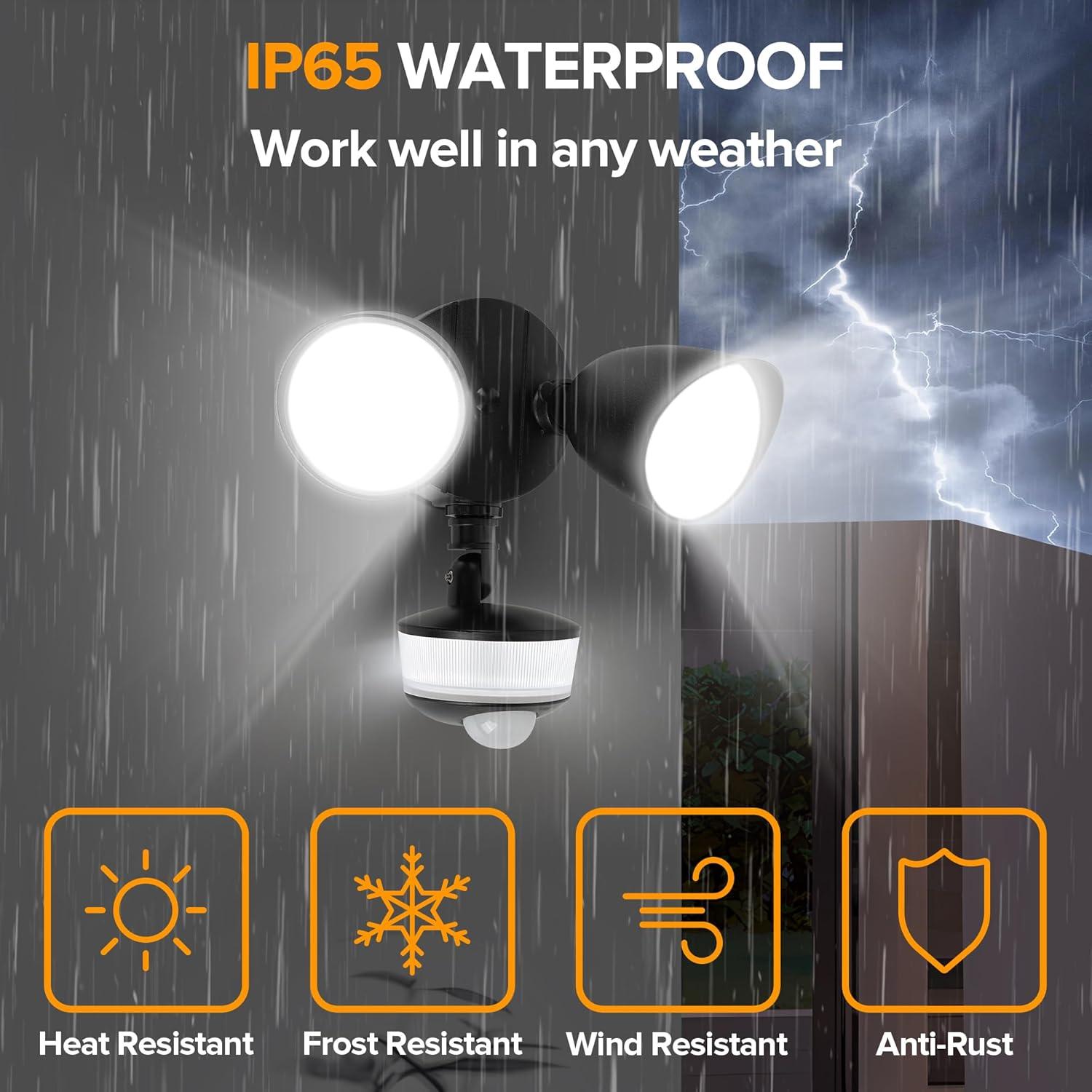 Lutec 10.43 x 5.41 x 6.52 Inches Outdoor Dual Head Home Security Floodlight