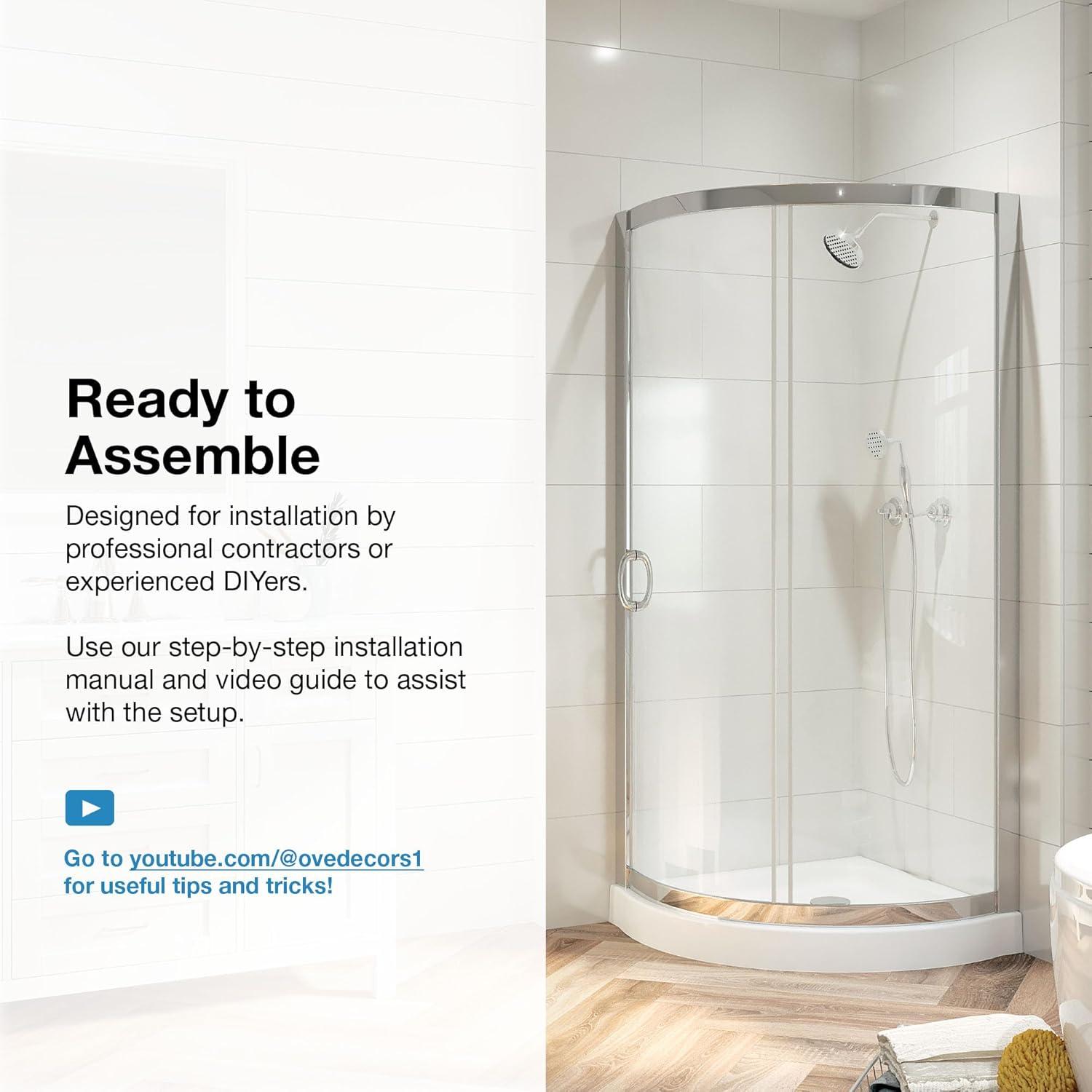 OVE Decors Breeze 35 in. Round Shower Kit w/ Clear, Base