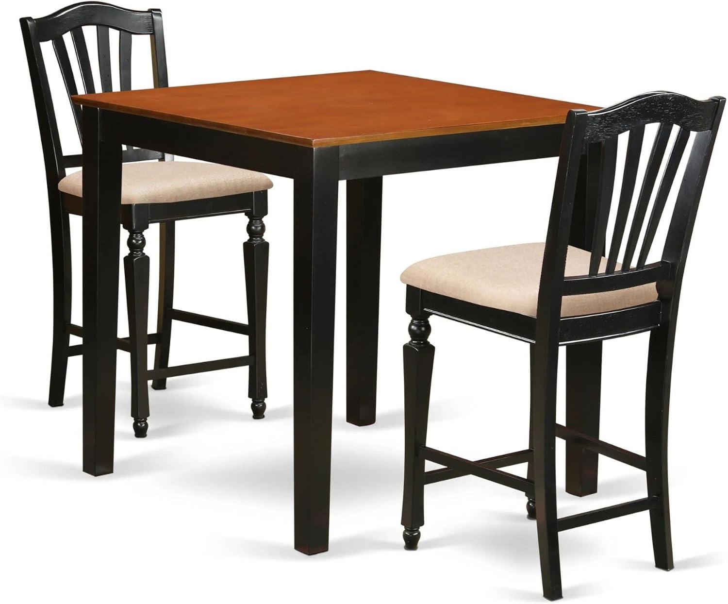 Black and Cherry 3-Piece Counter Height Pub Table Set