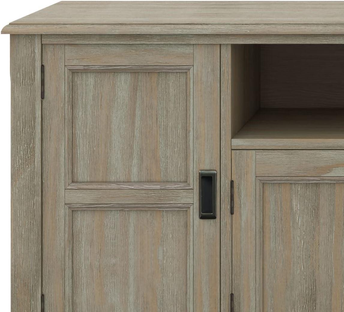 Simpli Home Burlington 72"W Solid Wood TV Stand for TVs up to 80" with 4 Cabinets