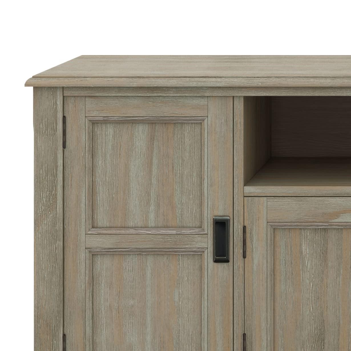 Simpli Home Burlington 72"W Solid Wood TV Stand for TVs up to 80" with 4 Cabinets