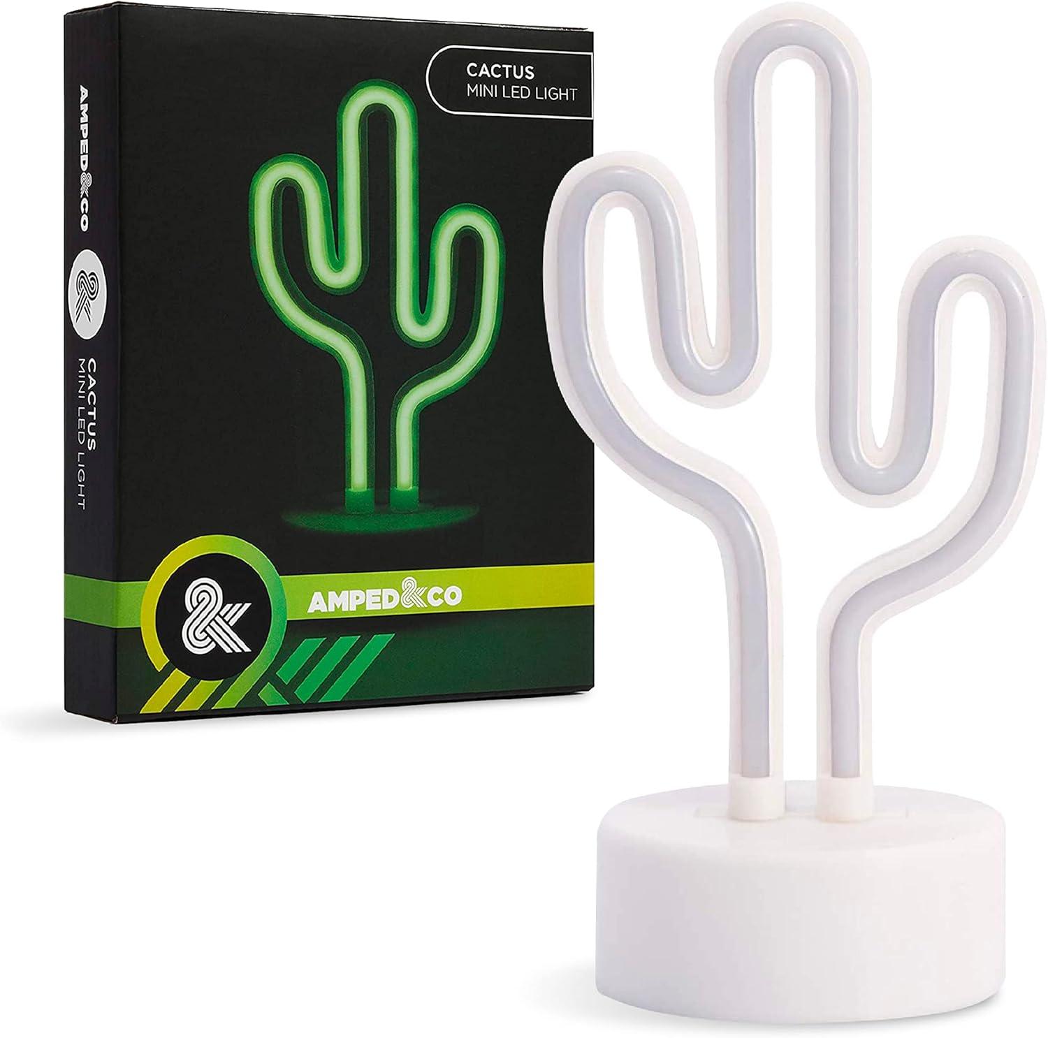 Mini Green LED Cactus Neon Night Light for Kids