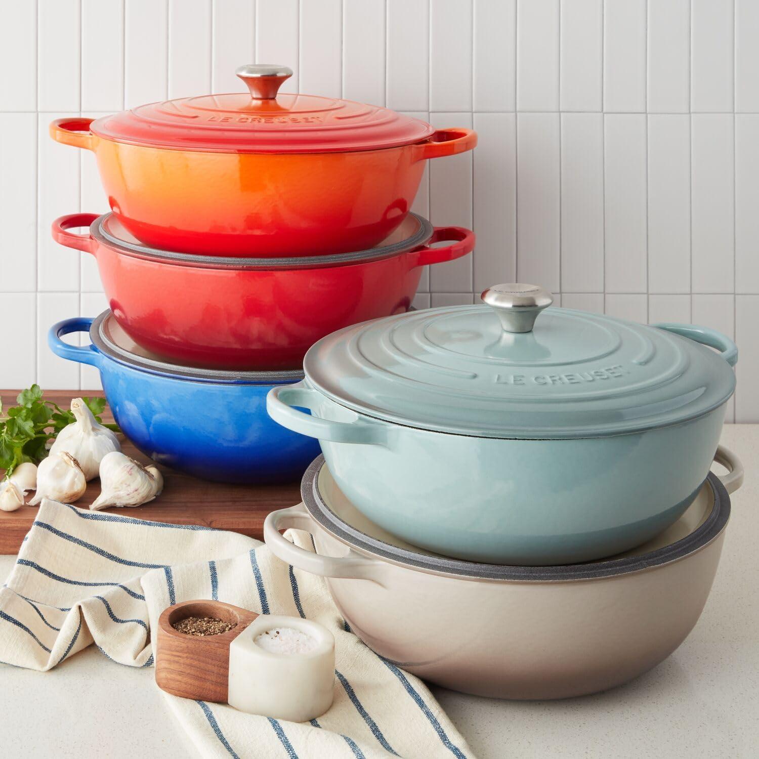 Large Tangerine Enameled Cast Iron Dutch Oven