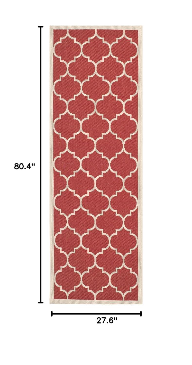 Courtyard CY6914 Power Loomed Indoor/Outdoor Runner Rug - Red/Bone - 2'3"x6'7" - Safavieh.
