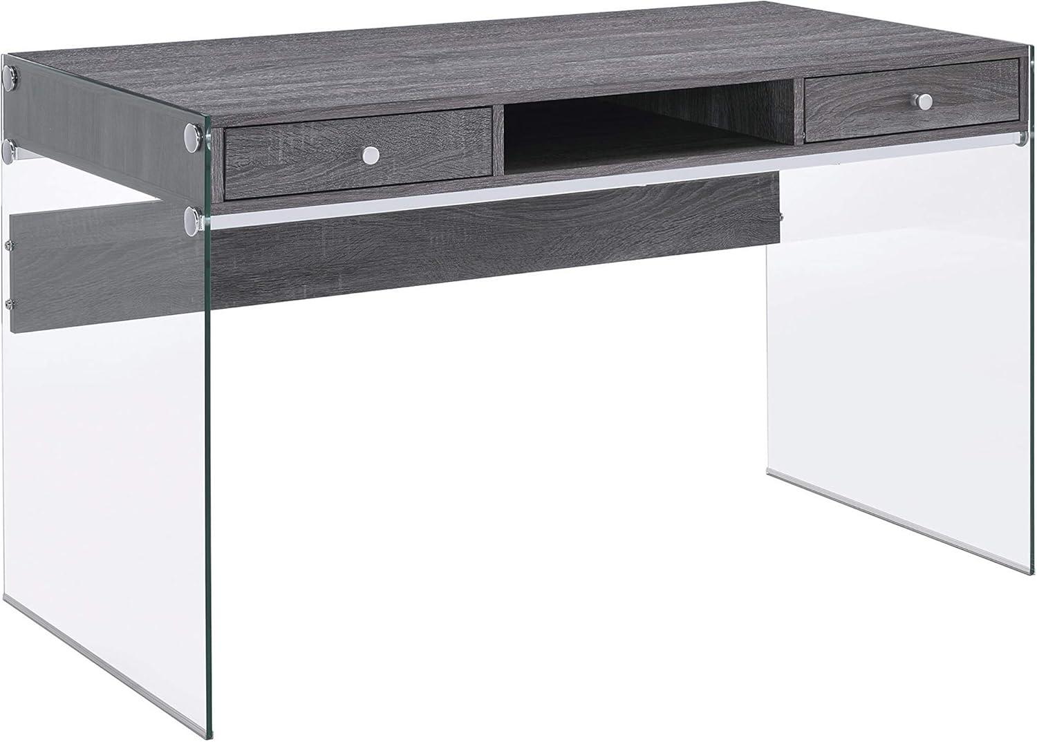 Dobrev 2 Drawer Writing Desk with Glass Base - Coaster