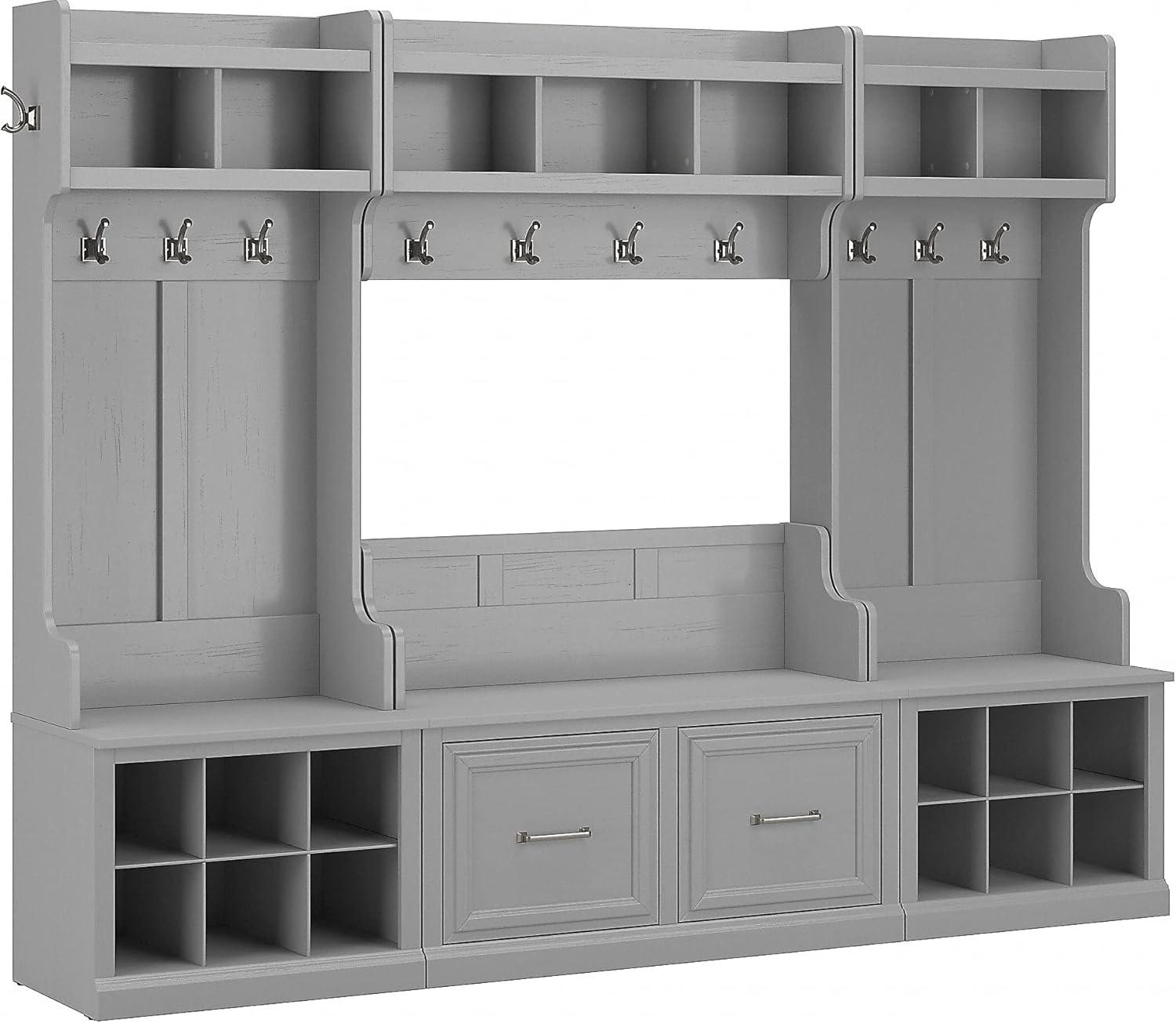 Woodland Full Entryway Storage Set with Doors in Cape Cod Gray - Engineered Wood