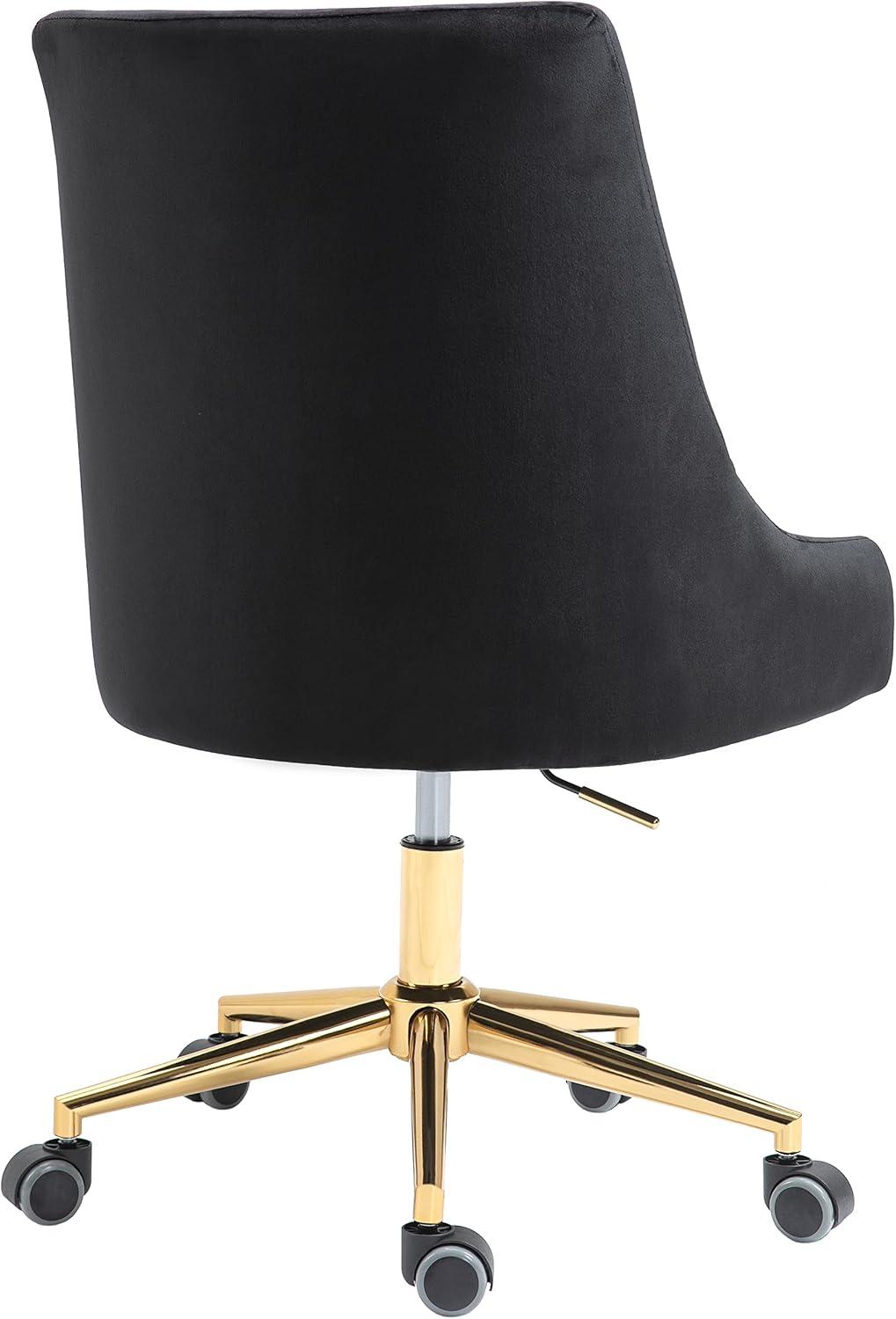 Karina Black Velvet and Gold Adjustable Office Chair