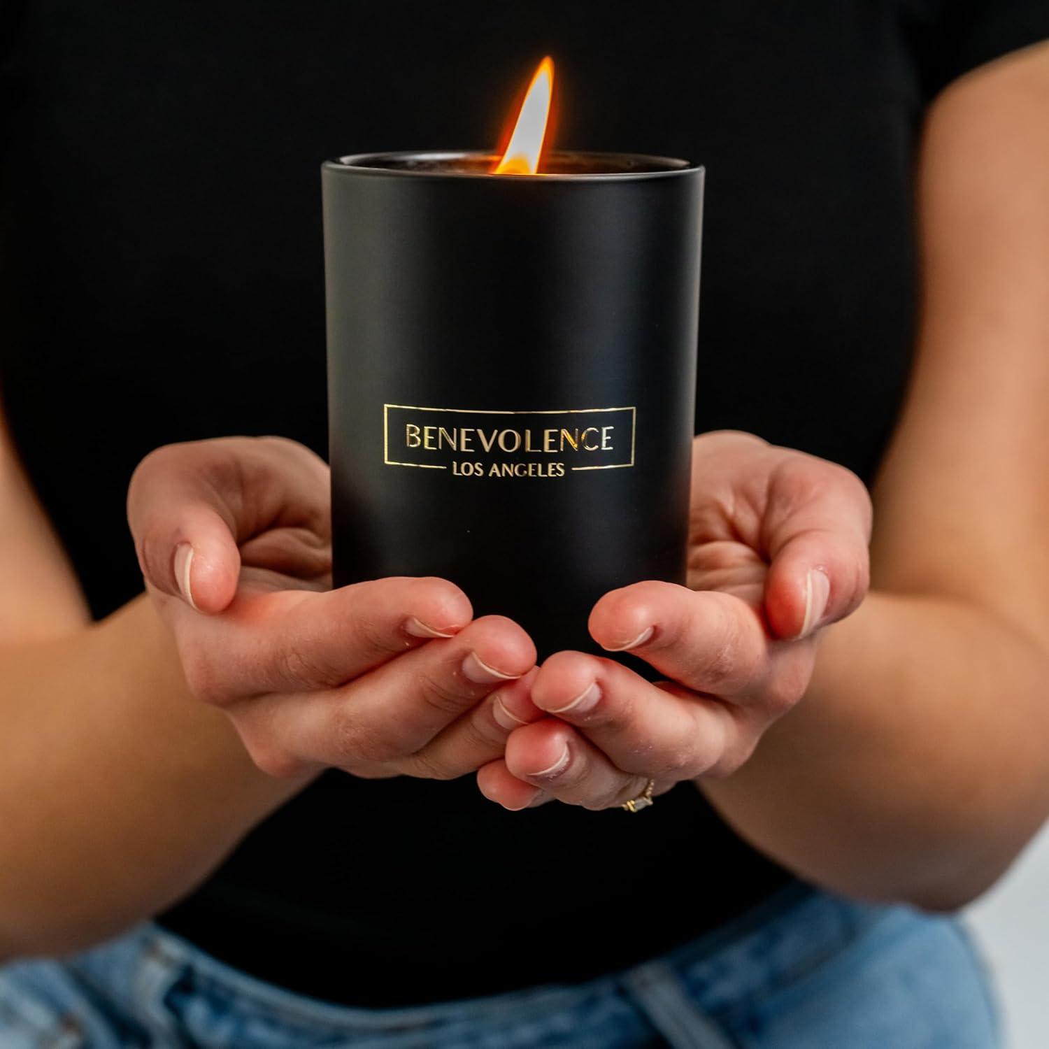 Benevolence LA  Black Wax  Scented Candle With Santal Scent- 10 oz