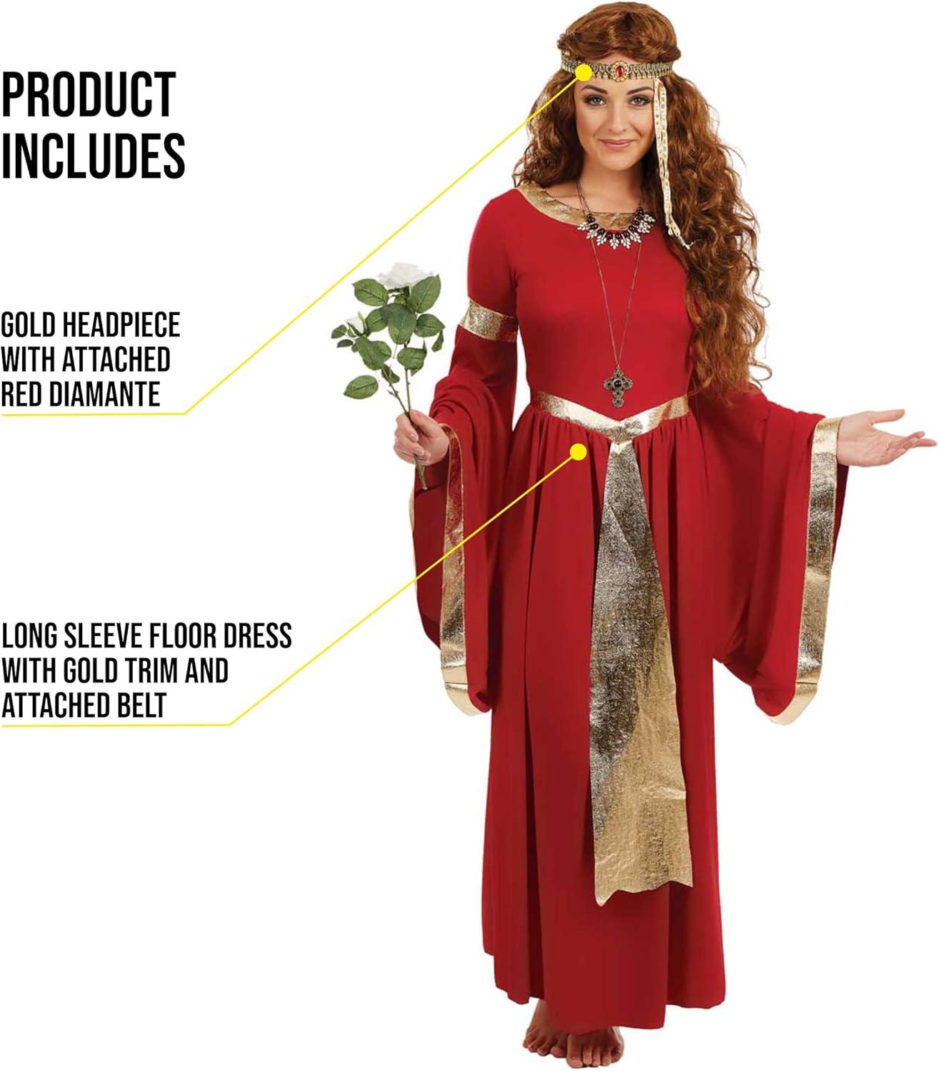 Fun Shack Womens Renaissance Princess Costume Medieval Lady Maiden Fancy Dress Halloween Red XL