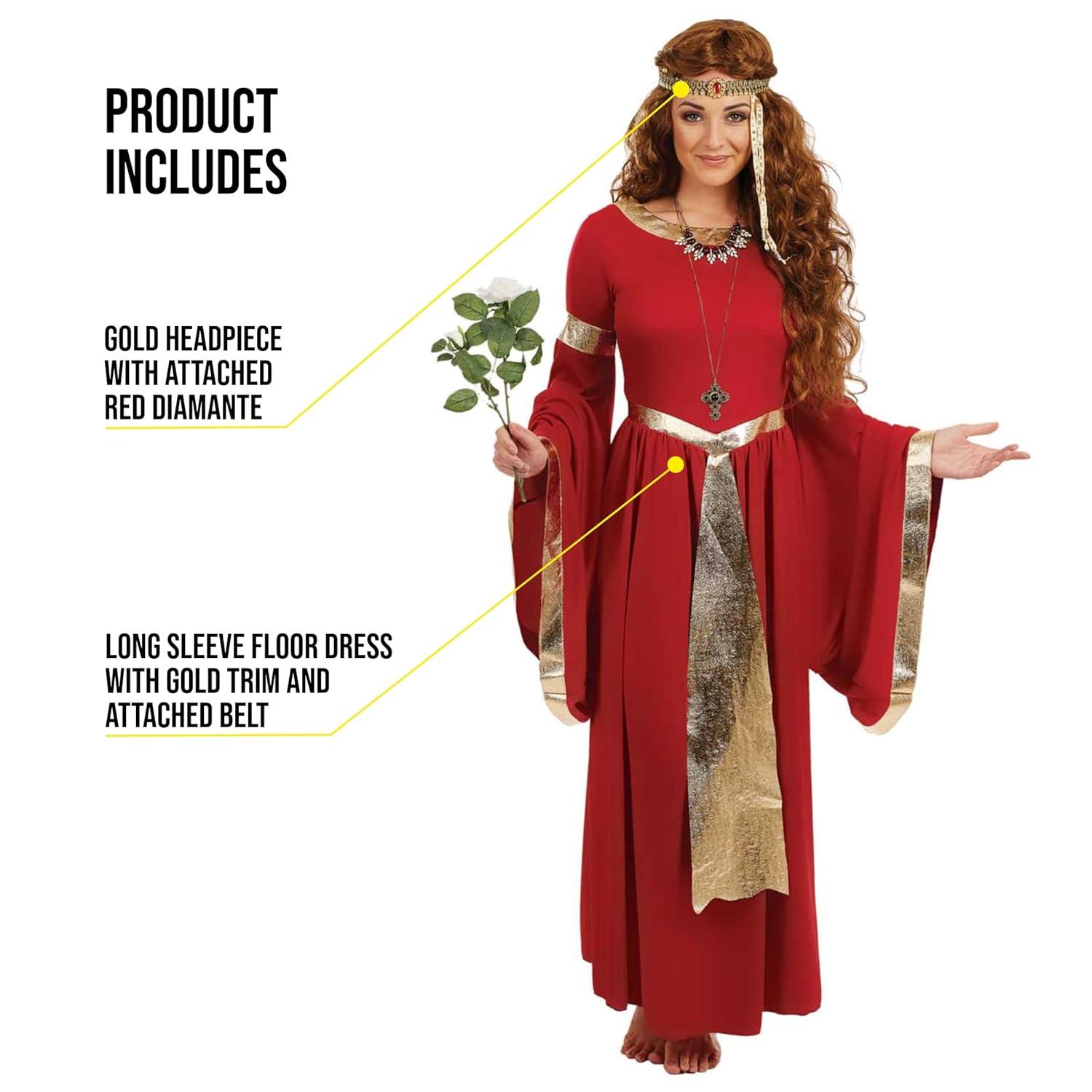 Fun Shack Womens Renaissance Princess Costume Medieval Lady Maiden Fancy Dress Halloween Red XL