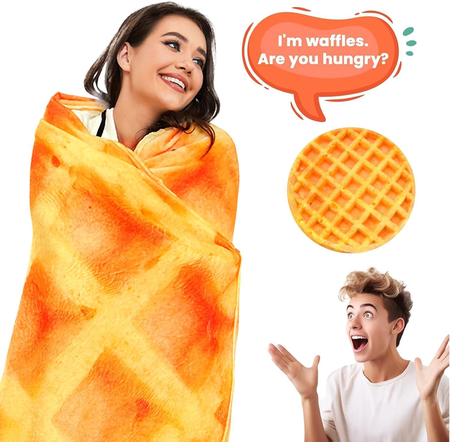 Orange Waffle Flannel Throw Blanket for Kids and Adults