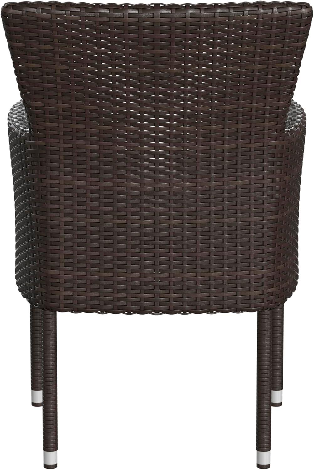 Flash Furniture Maxim Modern Espresso Wicker Patio Armchairs for Deck or Backyard, Fade and Weather-Resistant Frames and Cream Cushions-Set of 2