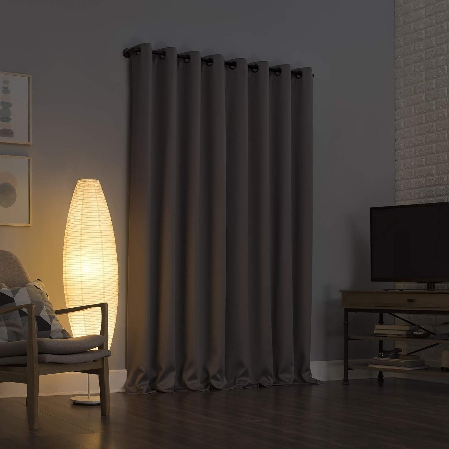 Sun Zero Nordic 2-pack Theater Grade Extreme 100% Blackout Grommet Curtain Panel Pair, 52" x 84", Silver