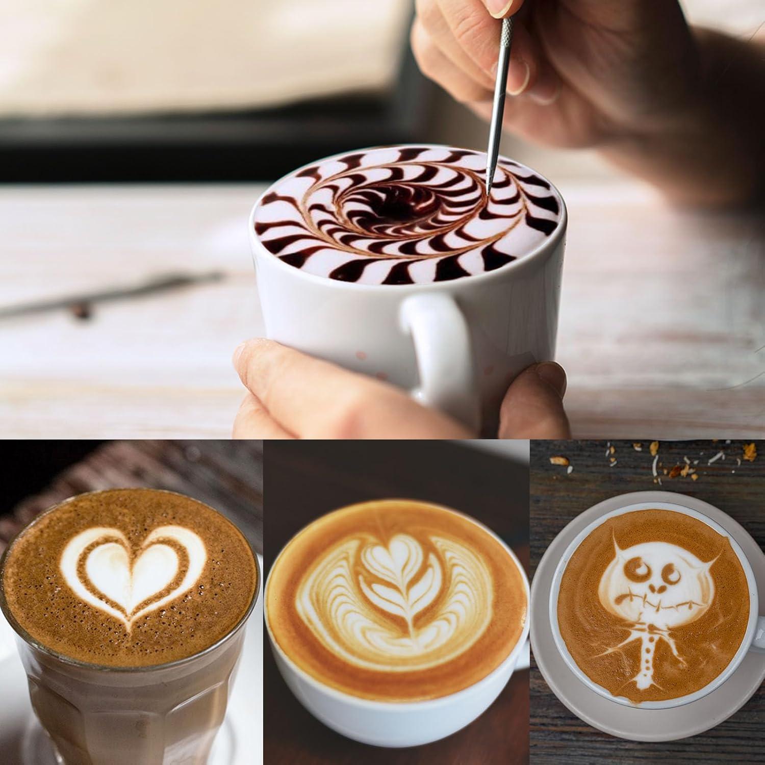 Milk Frothing Pitcher, 20oz Stainless Steel Milk Frother Cup Steaming Pitcher, Coffee Bar Cappuccino Espresso Machine Accessories Barista Tools, Metal Pitcher Milk Jug with Decorating Latte Art Pen