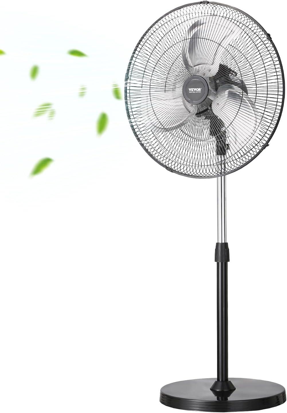 Vevor GYLSFS16INCH0LFIYV1 16 in. 3-Speed Industrial Pedestal Fan Oscillating Height Adjustable - Silver