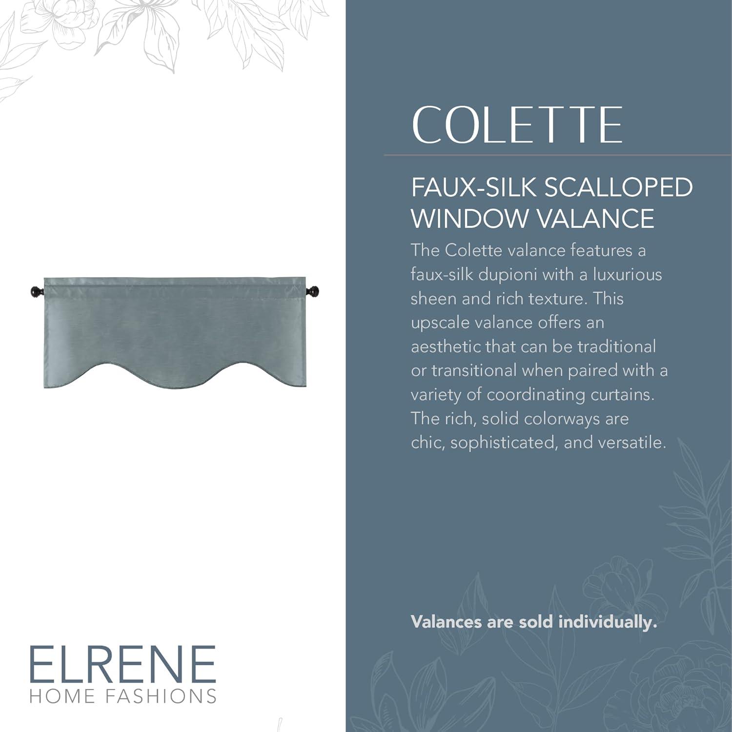 Elrene Colette Faux Silk Single Scalloped Window Valance - 50" x 21" - Elrene Home Fashions