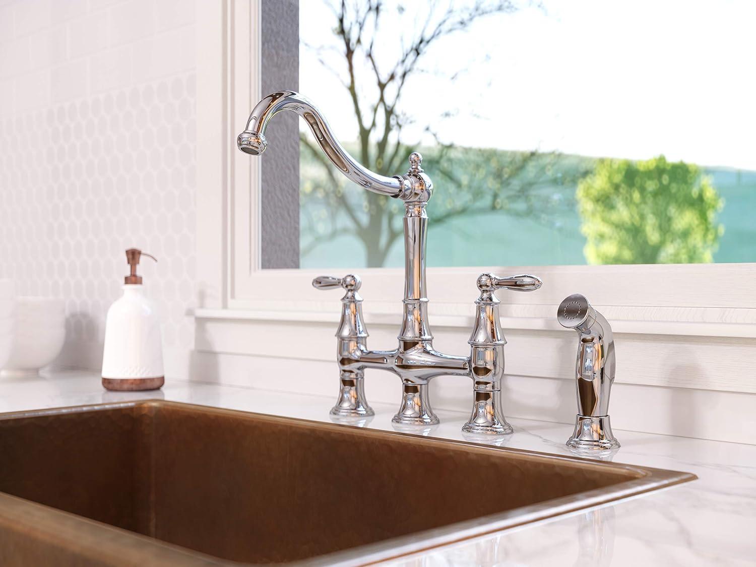 Courant Bridge Double Handle Kitchen Faucet with Side Spray