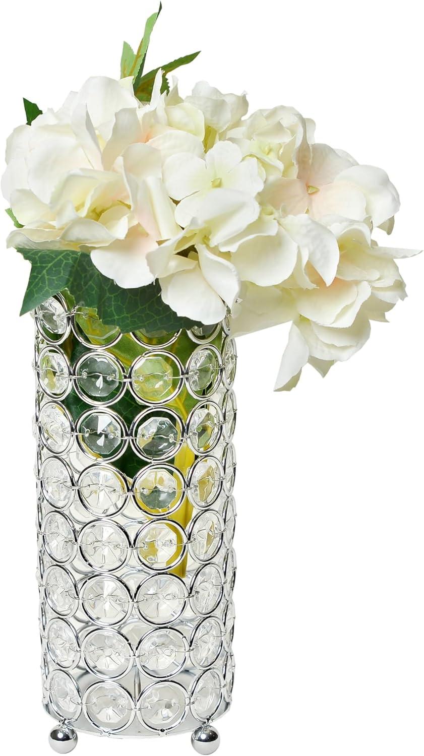 7.75 in. Elipse Crystal Decorative Flower Vase, Candle Holder, Wedding Centerpiece - Chrome