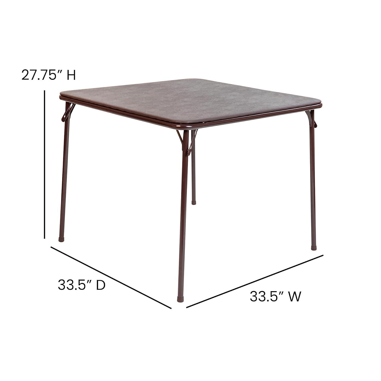Emma and Oliver Brown Foldable Card Table with Vinyl Table Top - Game Table - Portable Table